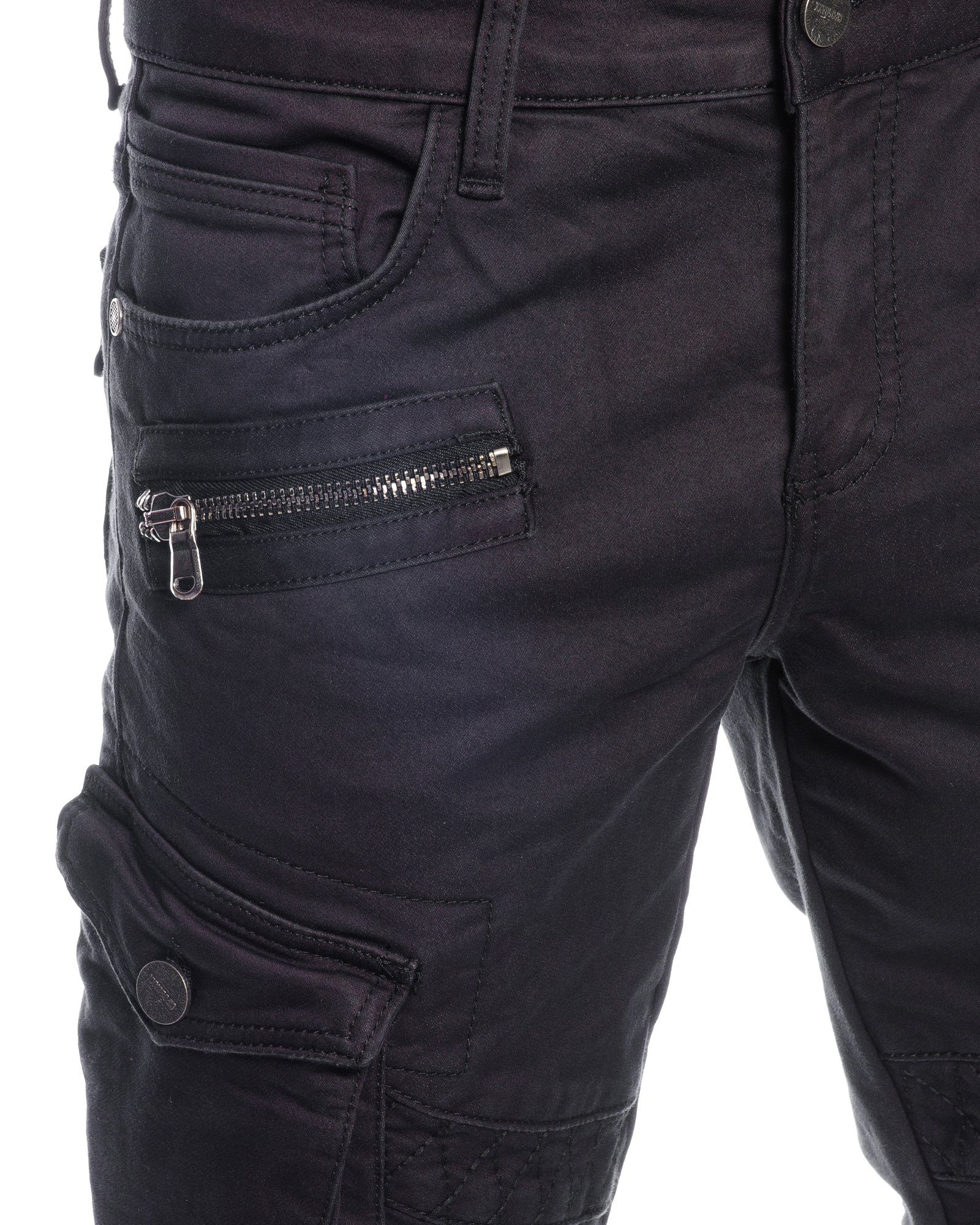 Cipo & Baxx Cargohose Herren Cargo Jeans Hose im modernen Design Schicke Nahtverzierungen