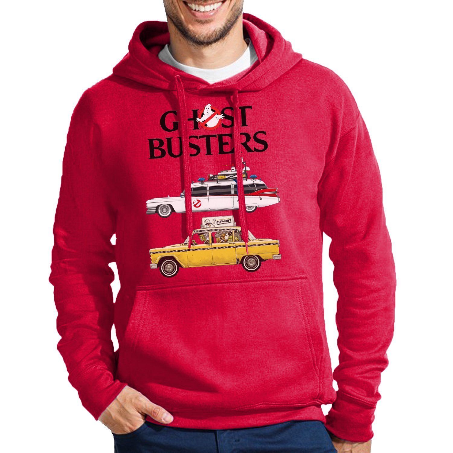 Blondie & Brownie Hoodie Herren Ghostbusters Cars Auto Geisterjäger Geister Film Ghost mit Kapuze Rot