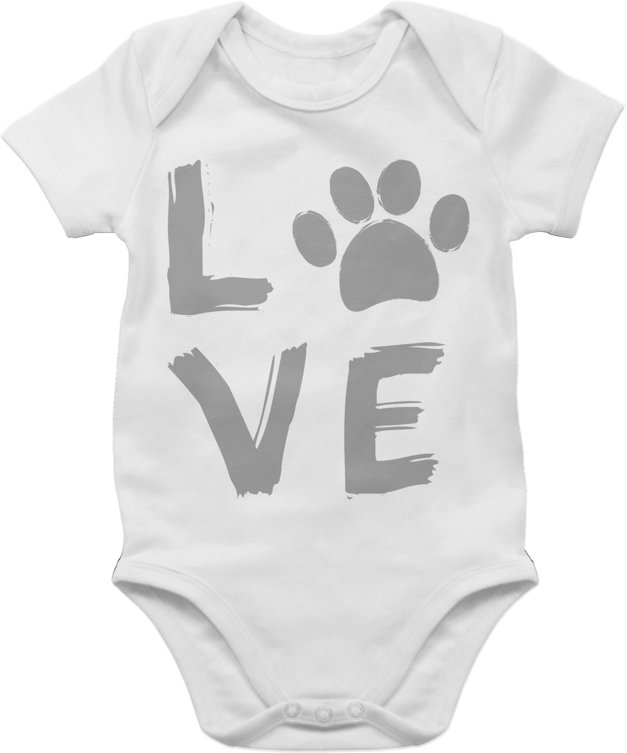 Shirtracer Shirtbody Love Pfotenabdruck Tiermotiv Animal Print Baby 1 Weiß
