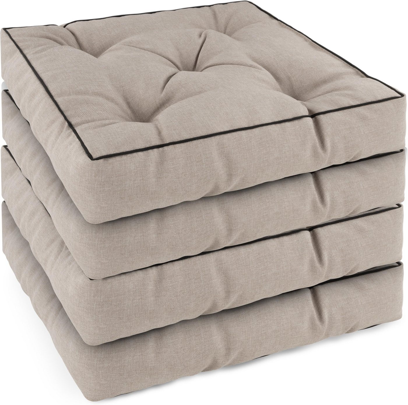 Aspero Sitzauflage 4 Stuhlkissen 45x45 cm Murcia, Gepolsterte Outdoor Auflage mit Steppung