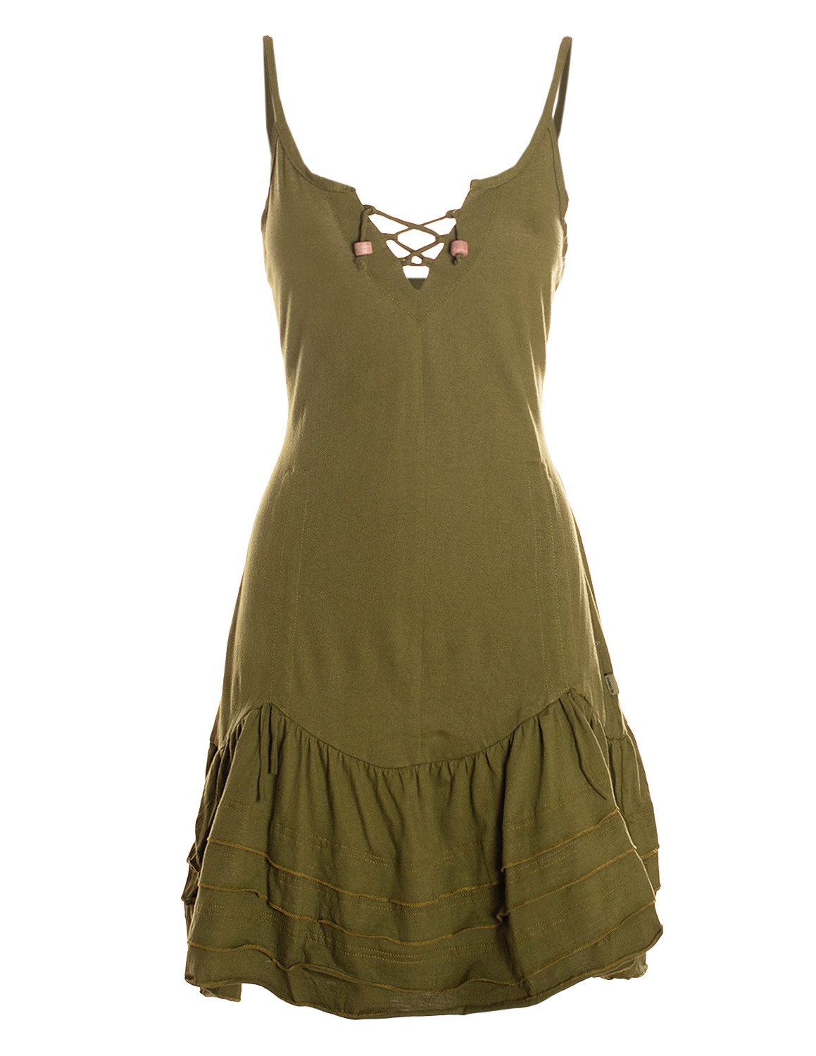 Sommerkleid Trägerkleid Damen Verstellbar Schnürung Raffrock Jersey