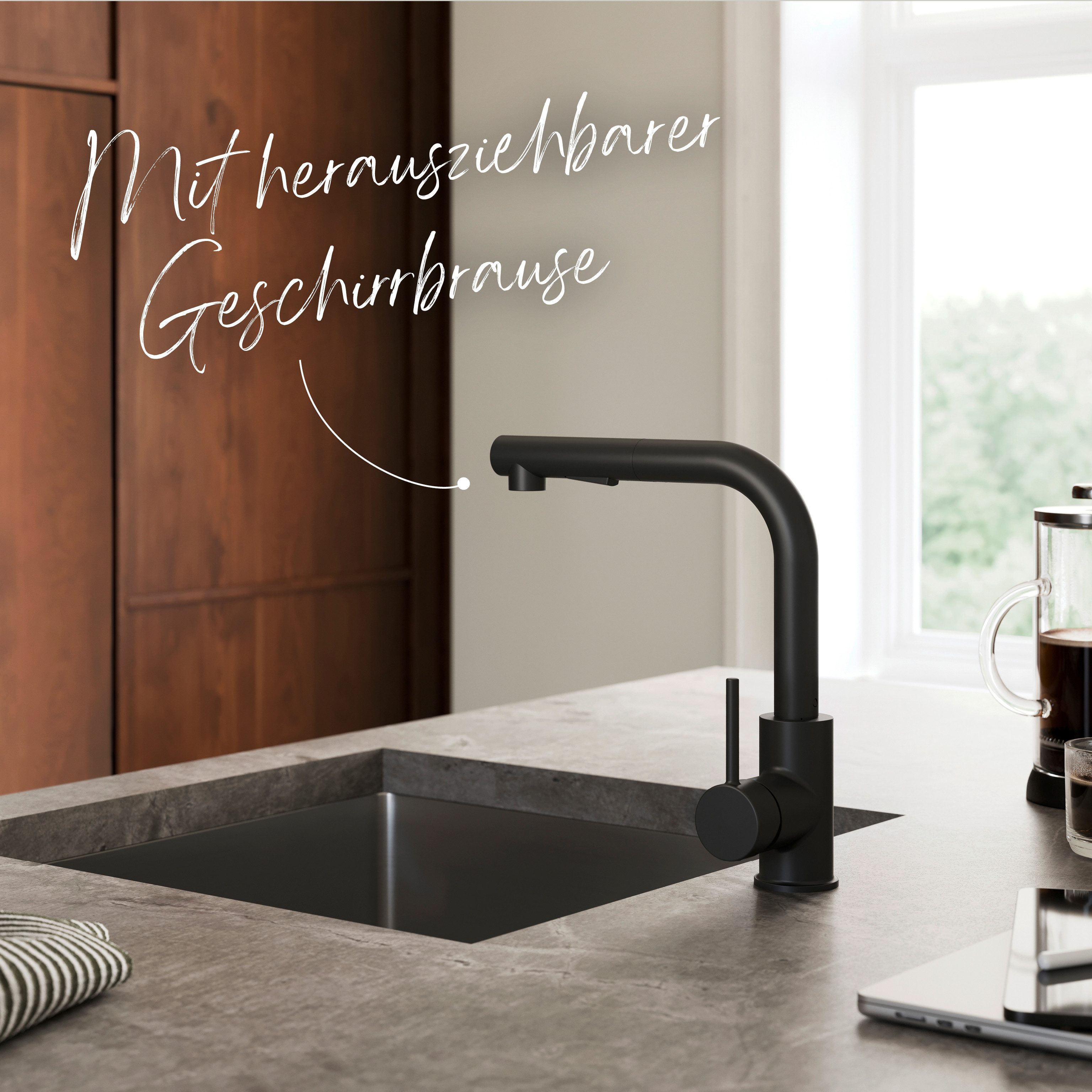 Lenz Küchenarmatur OLINA FLEX extra hoch, Easy-Weight-System, Cold-Start-Funktion