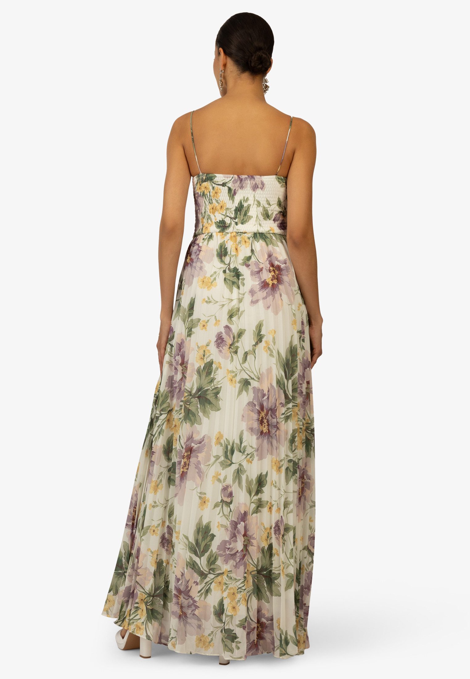 Kraimod Abendkleid mit Plissee und Spaghettiträgern