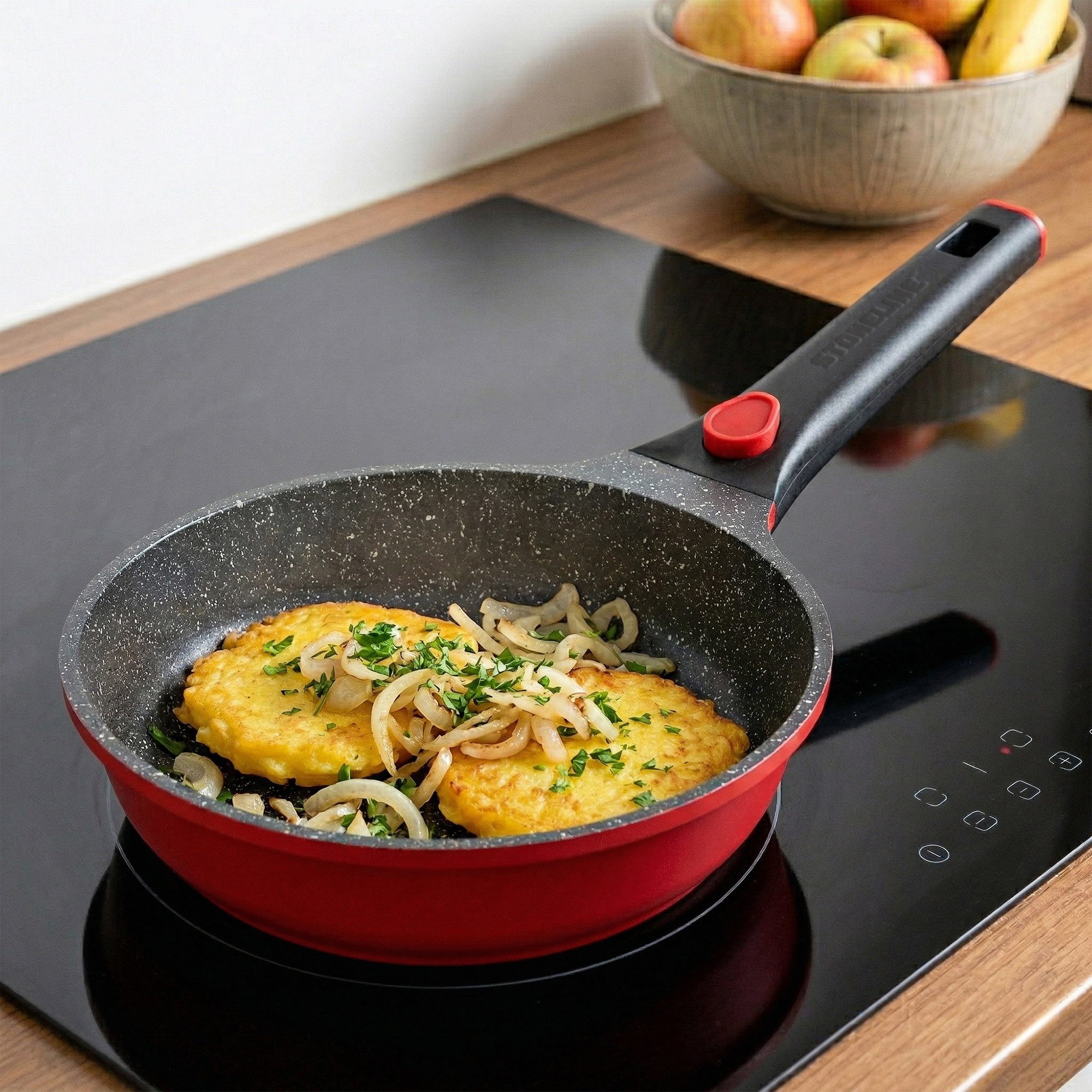STONELINE Bratpfanne SMART 20 cm, rot, abnehmbarer Griff, Induktion, Aluminiumguss (1-tlg)