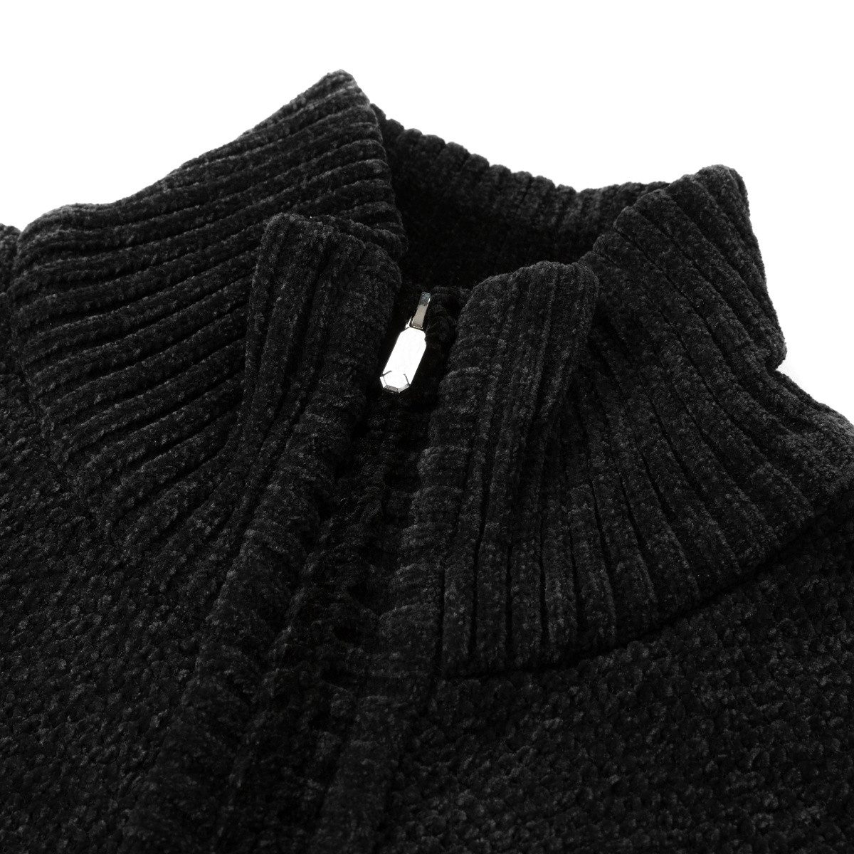 Allthemen Strickjacke mit Stehkragen Cardigan Uni Grobstrick Pullover – Bild 3 von 5