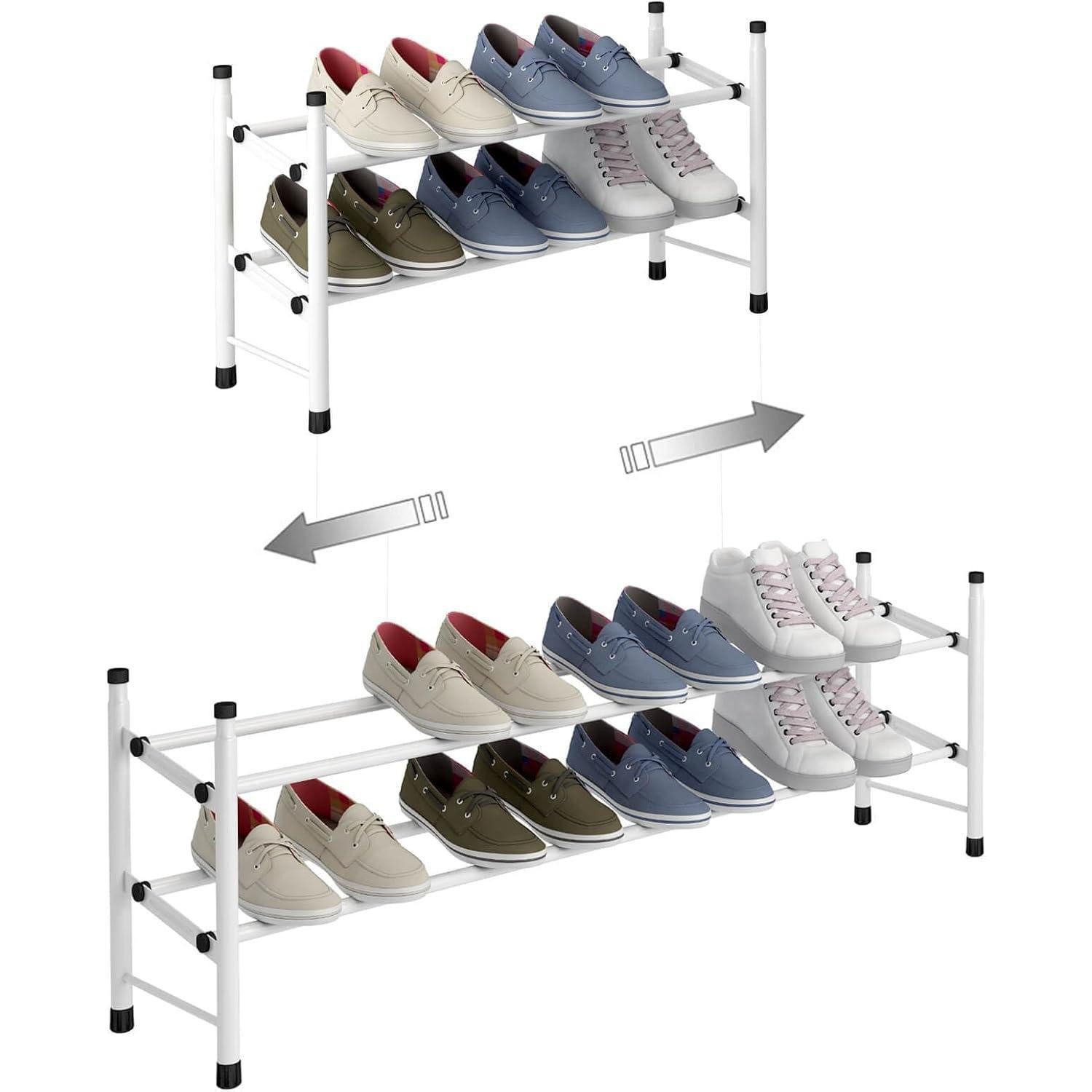 Schuhabtropfschale Ausziehbares Schuhregal für bis zu 12 Paar Schuhe, stapelbar