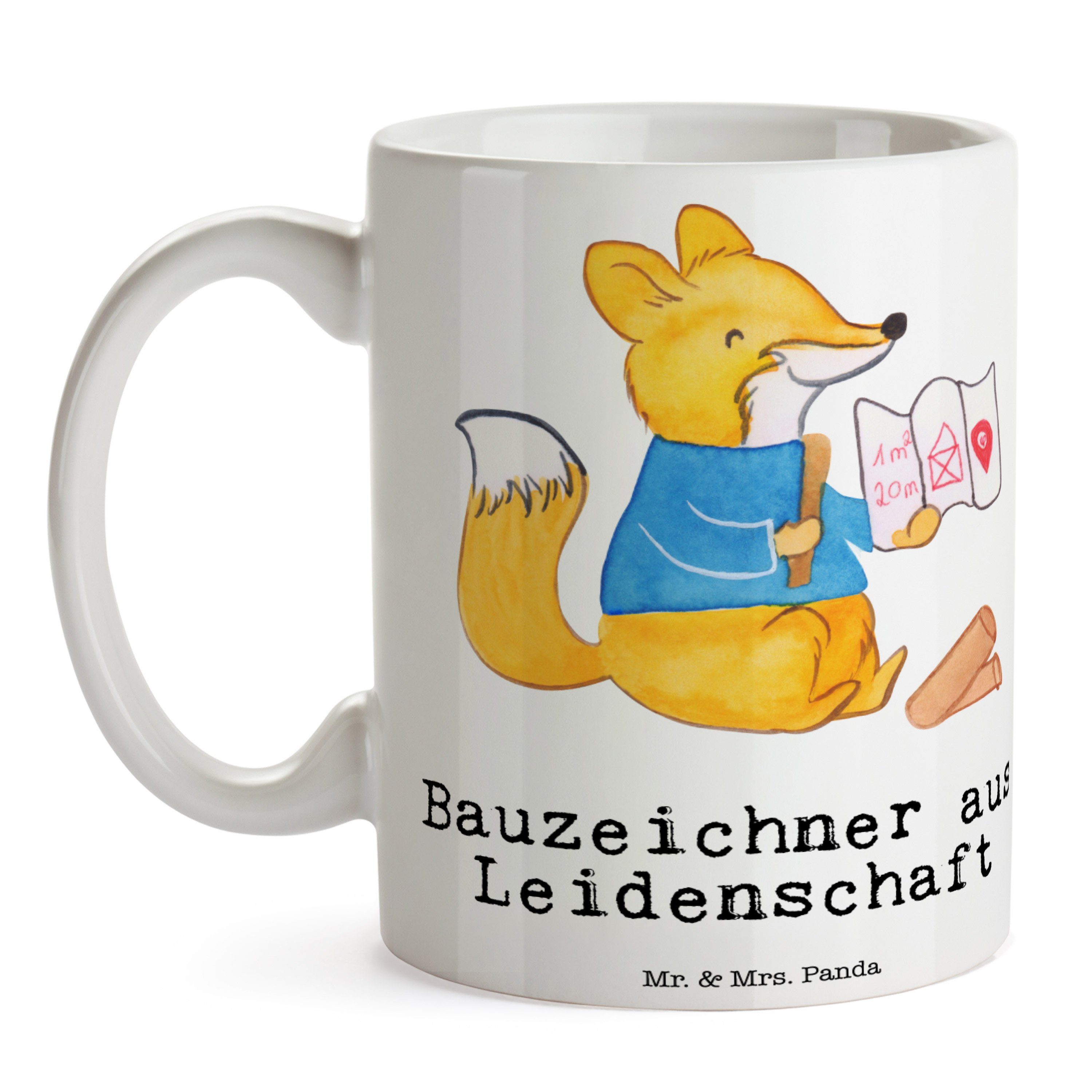 Tasse, Tasse Danke, - Geschenk, Da, Panda Bauzeichner Keramik Weiß - Mr. Büro Mrs. Leidenschaft & aus