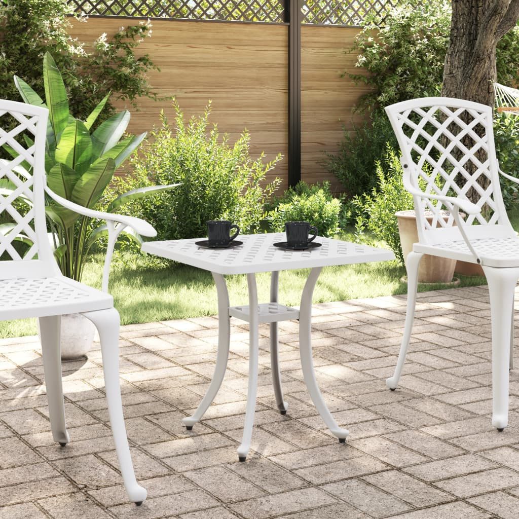 furnicato Gartentisch Stilvoller 53 x 53 x 53 cm in Weiß aus (1-St), Korrosionsbeständiger Outdoor-Tisch mit Musterplatte für den Innenraum