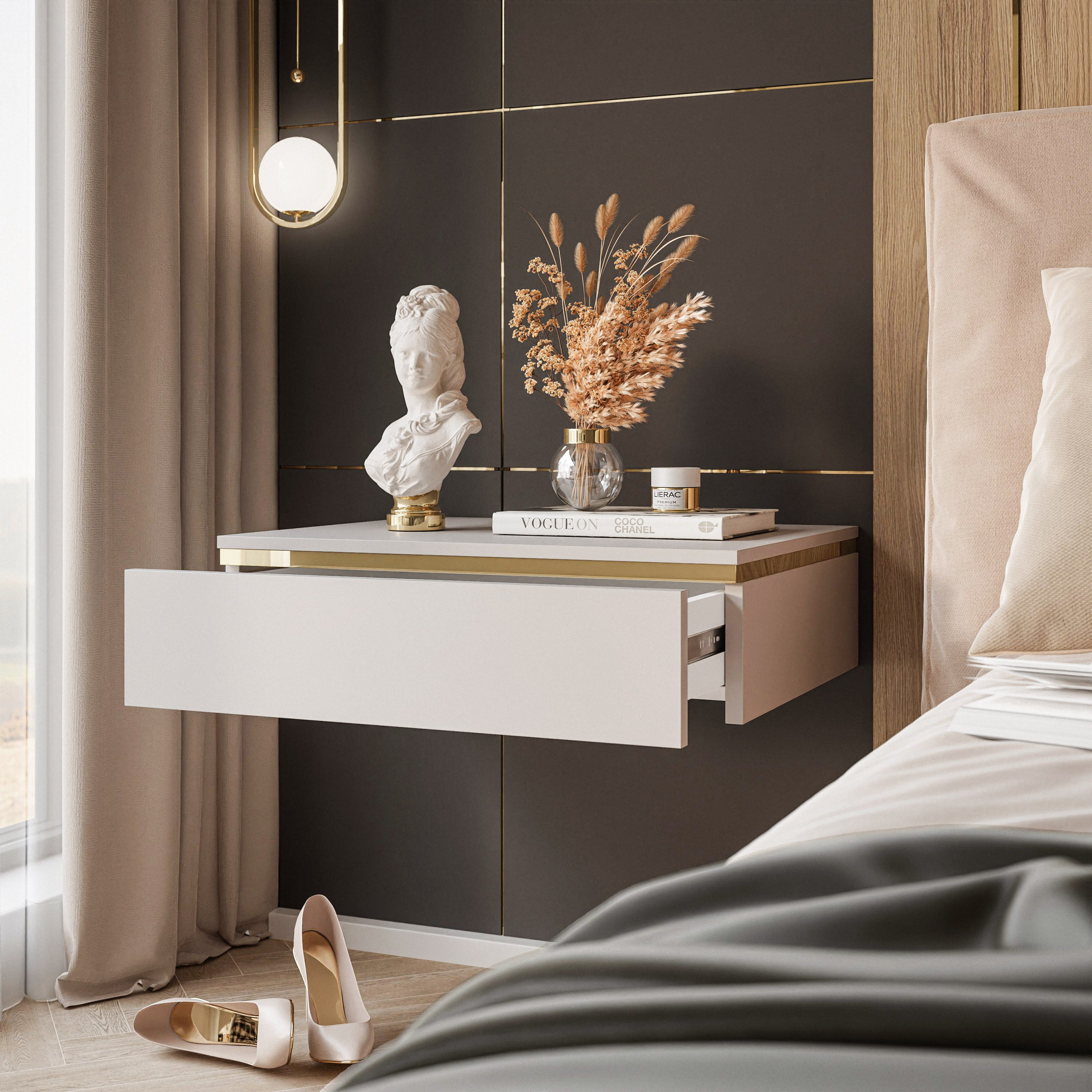 Lookway Nachttisch AURORA Kaschmir zum Aufhängen, Breite : 48,4 cm