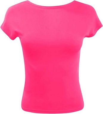 FIDDY Kurzarmbluse Damen Sexy Rückenfrei Crop Tops Rundhals Kurzarm T-Shirts Einfarbig
