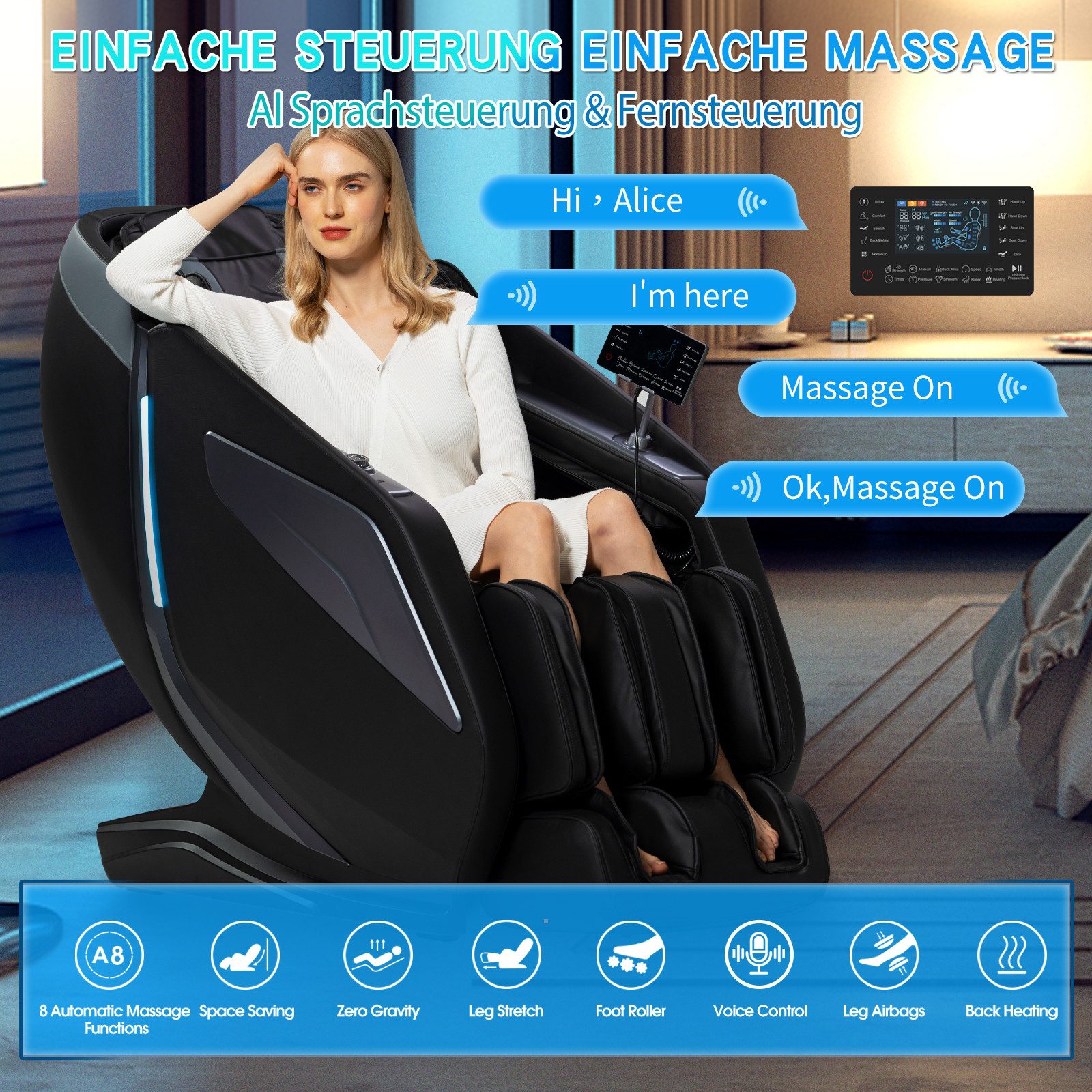 HealthRelife Massagesessel Luxuriöser Entspannungsstuhl, 15 Massage-Modi, günstig online kaufen