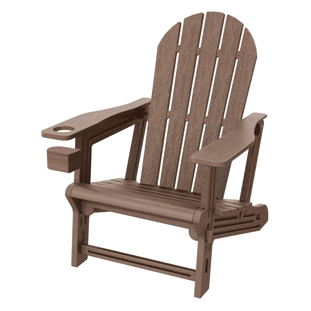 ML-DESIGN Gartenstuhl Adirondack Stuhl Kunststoff-Holzoptik Loungestuhl mit Getränkehalter, Gartensessel bis 180kg wetterfest Loungesessel für Garten & Terrasse