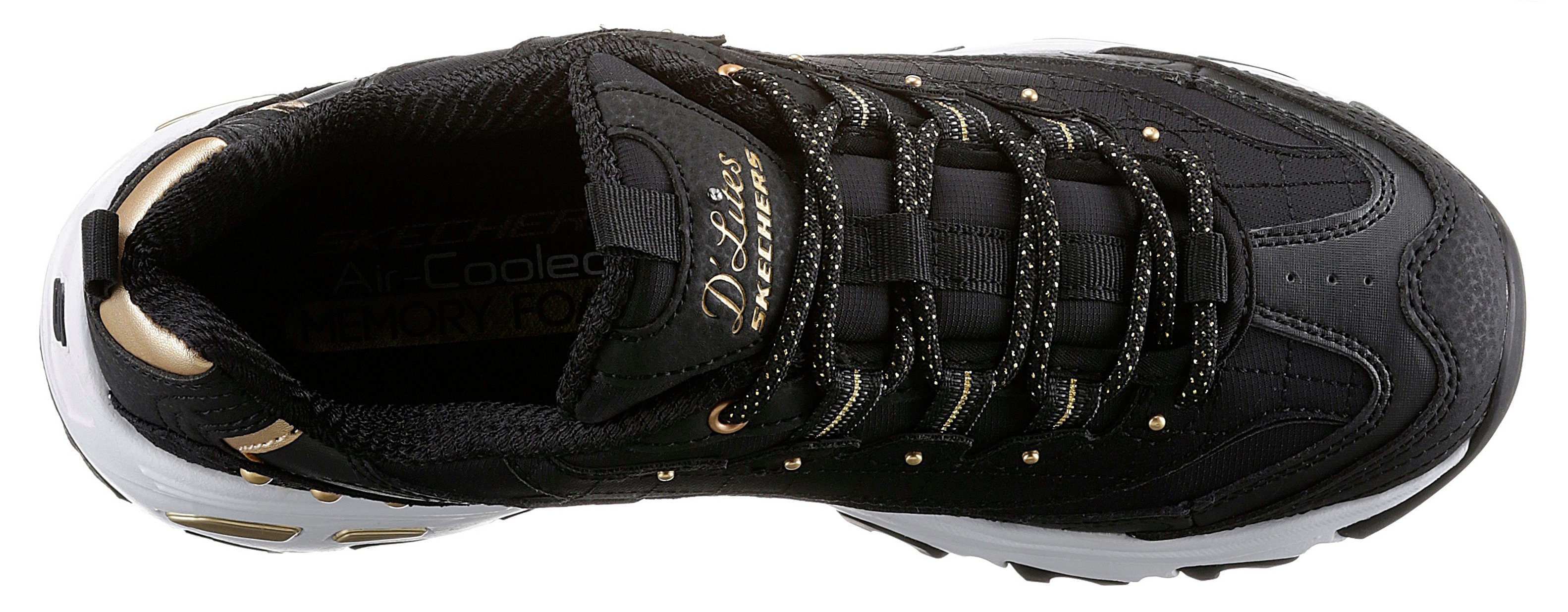 Sneaker mit schwarz-goldfarben Skechers schönen D'LITES Metallic-Details