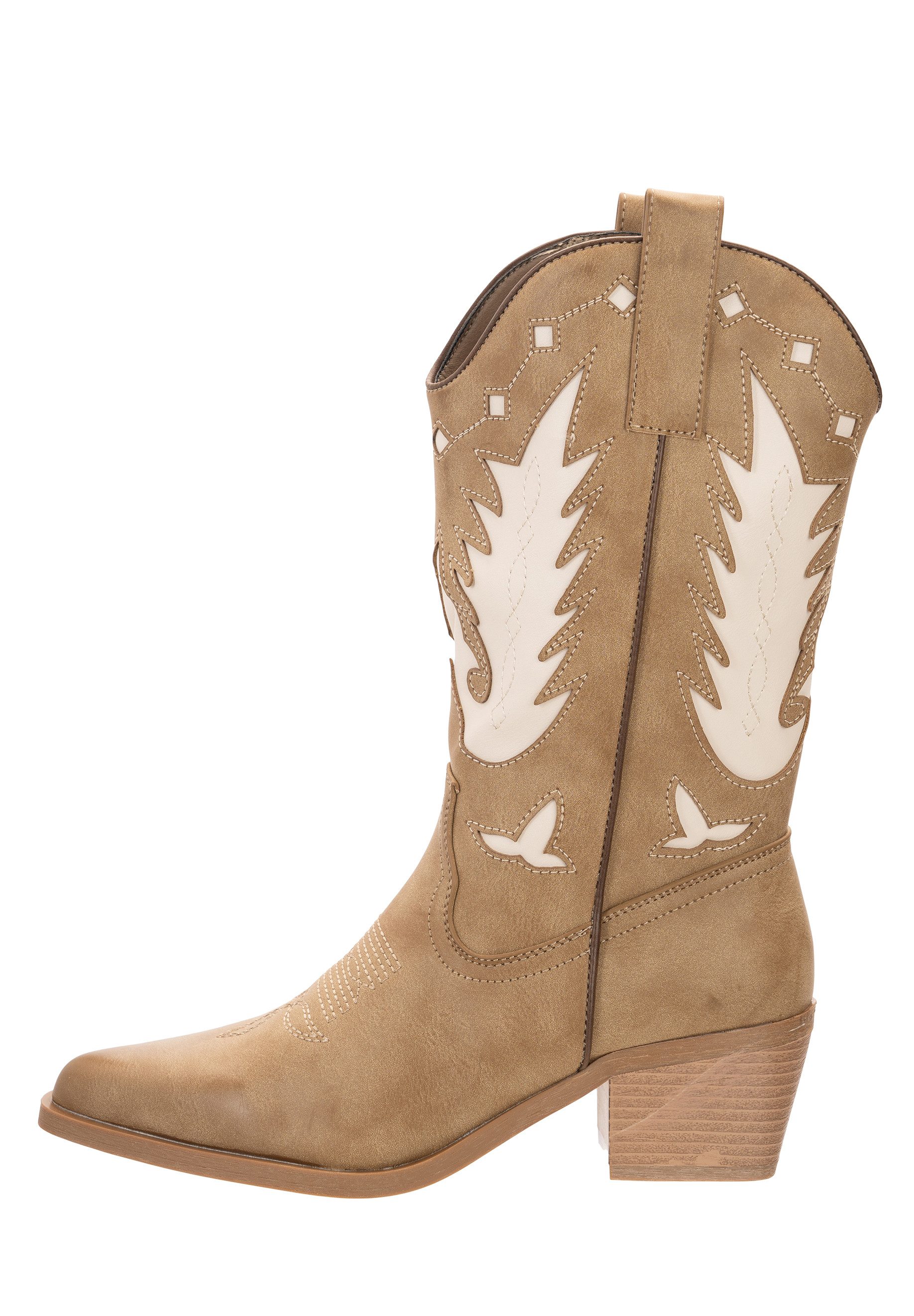 Salinyang Damen Cowboy Boots im Western Style mit Kontrastdesign Cowboystiefel