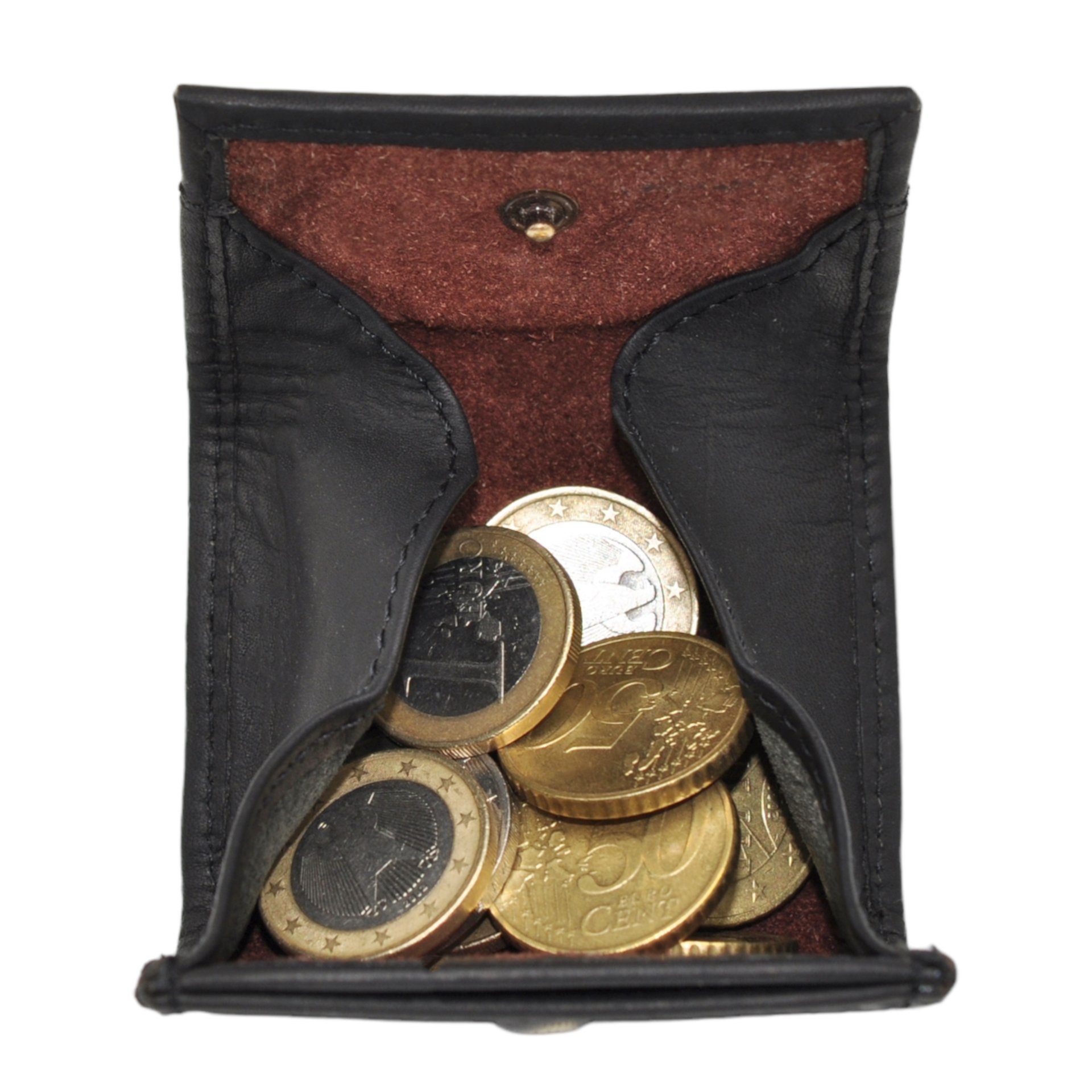 Benthill Geldbörse Slim Münzfach Mini Leder Minibörse Münzen Geldbörse, Wallet Schwarz Münzbörse Schlanke