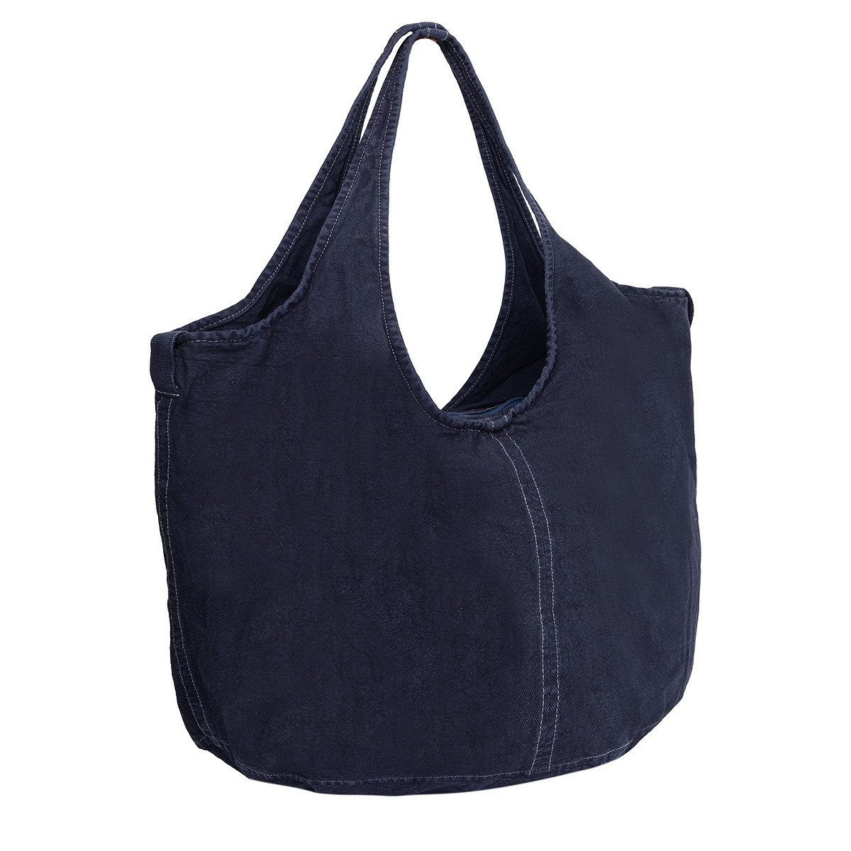 Justified Bags Strandtasche Shopper Marina Canvas Tasche Damen Marineblau mit Anker-Stickerei