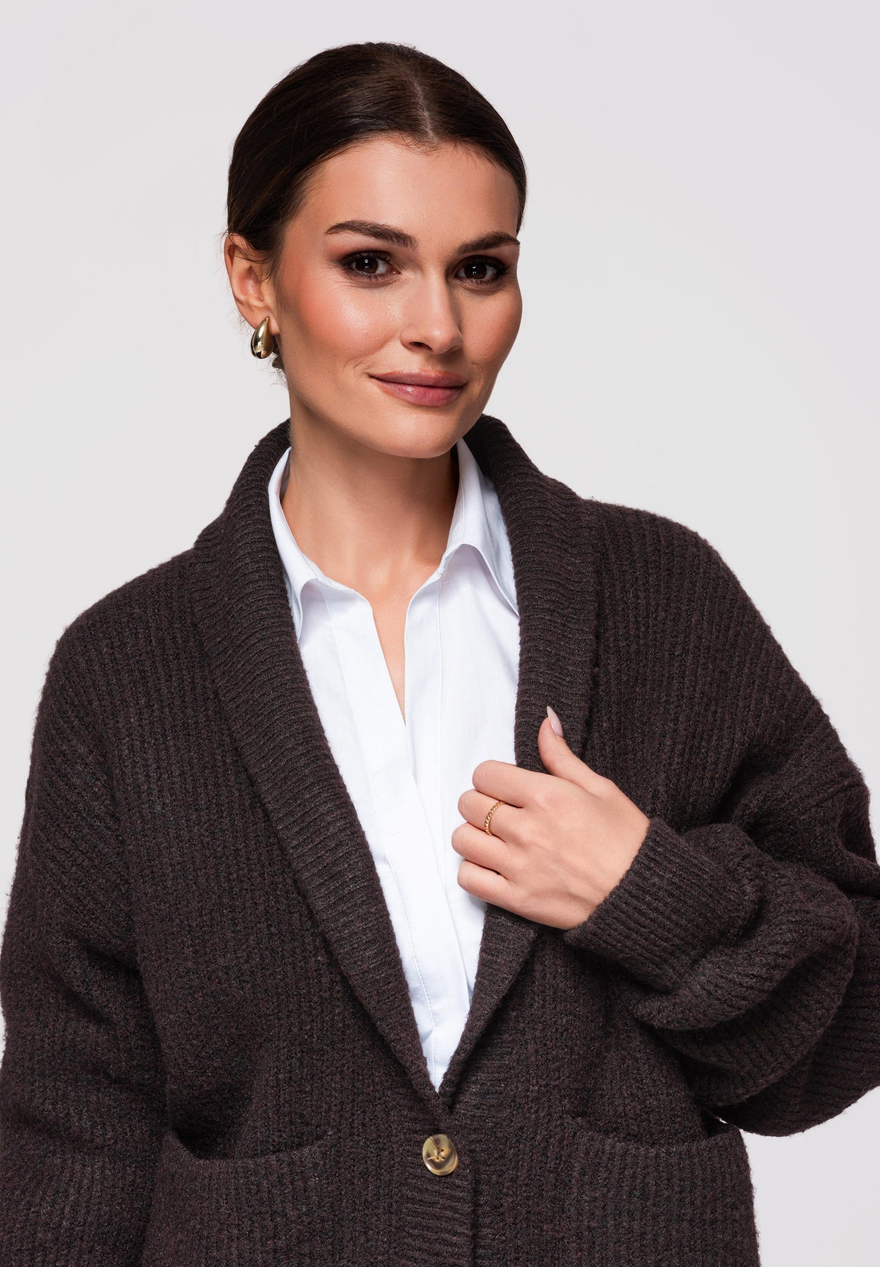 OMBRE Cardigan Strick-Cardigan bis zur Hüfte mit lockerem Schnitt