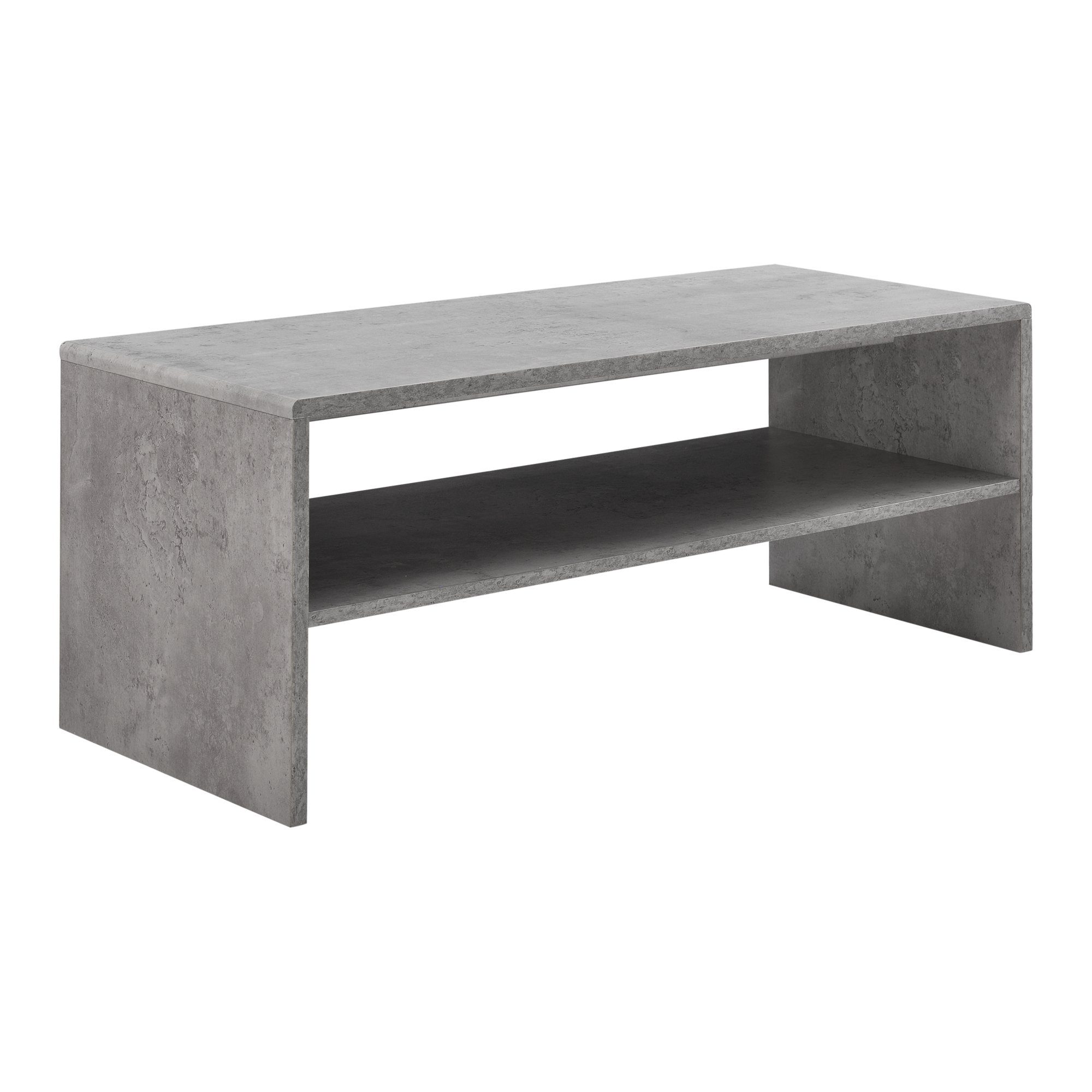 en.casa Couchtisch, »Trier« - Wohnzimmertisch mit Ablage - 100x40x40cm - Betonoptik