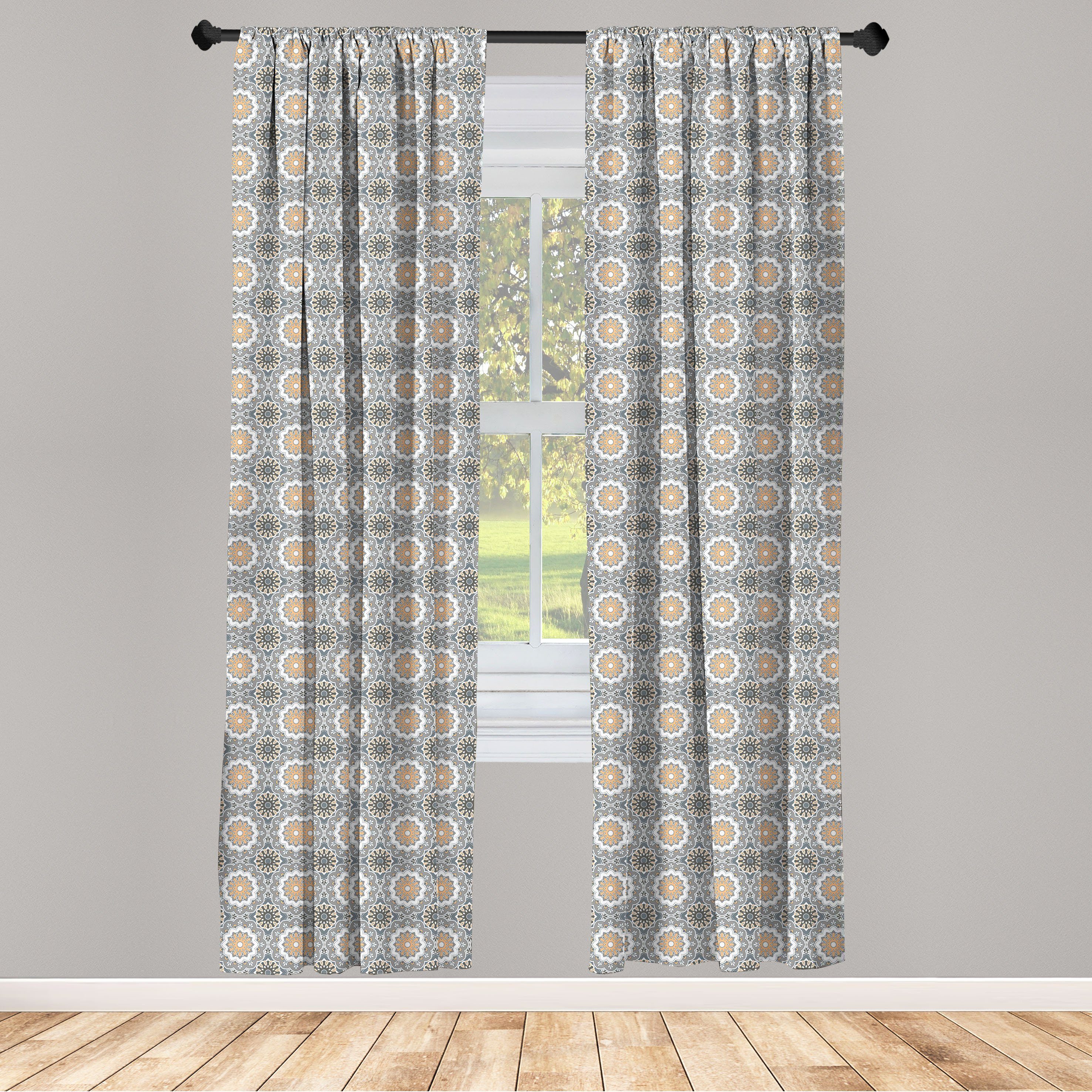 Gardine Vorhang für Wohnzimmer Schlafzimmer Dekor, Abakuhaus, Microfaser, Ethnisch marokkanische Folklore