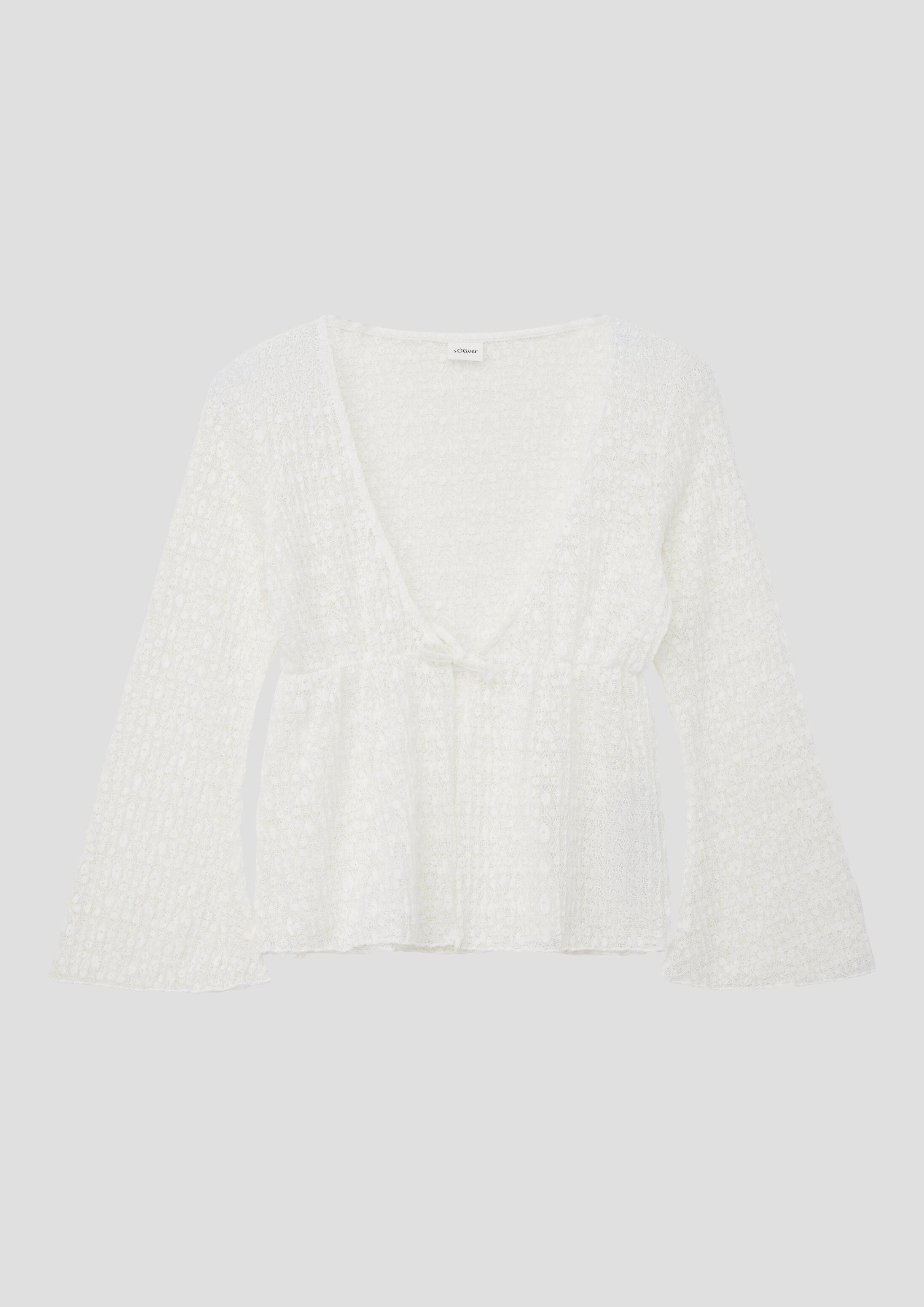 s.Oliver Cardigan Indoor-Jacke Taillierte Jacke aus Spitze mit Bindeband
