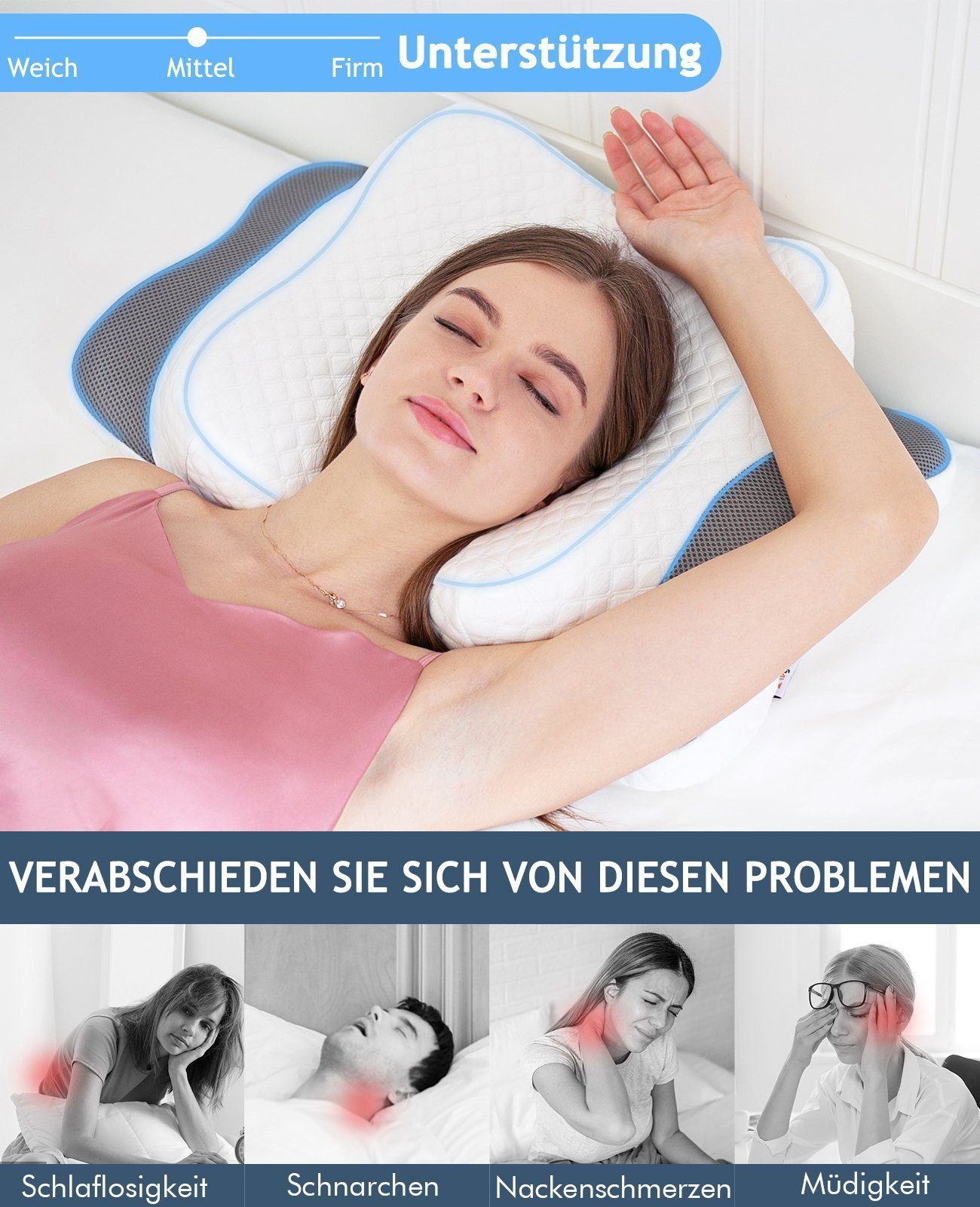 Elegear Nackenstützkissen 60X38cm Kopfkissen aus Memory Schaum, 8/12cm hohe günstig online kaufen