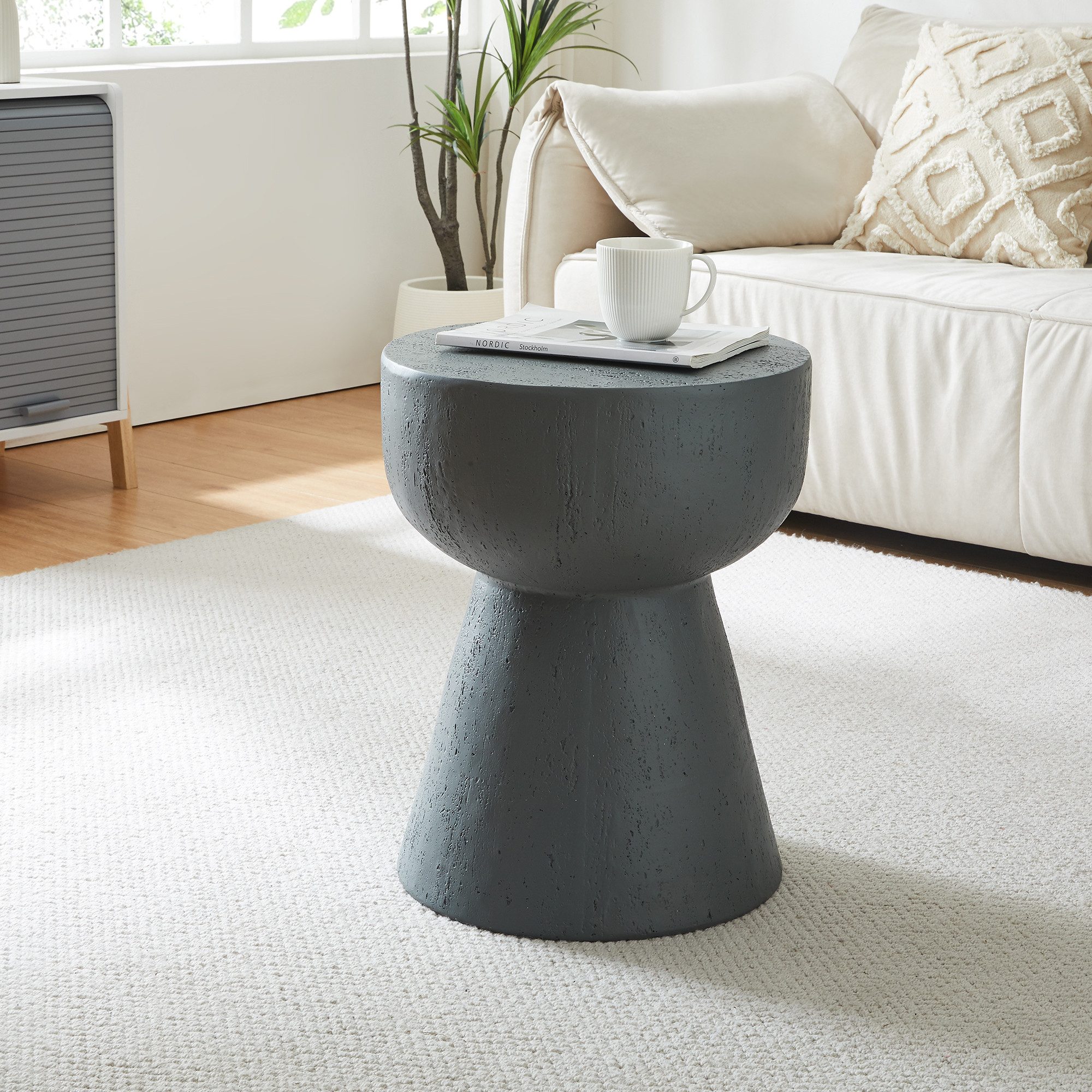 en.casa Beistelltisch, »Oulvepijanse« Leichtbeton fertig montiert 51xØ40 cm günstig online kaufen