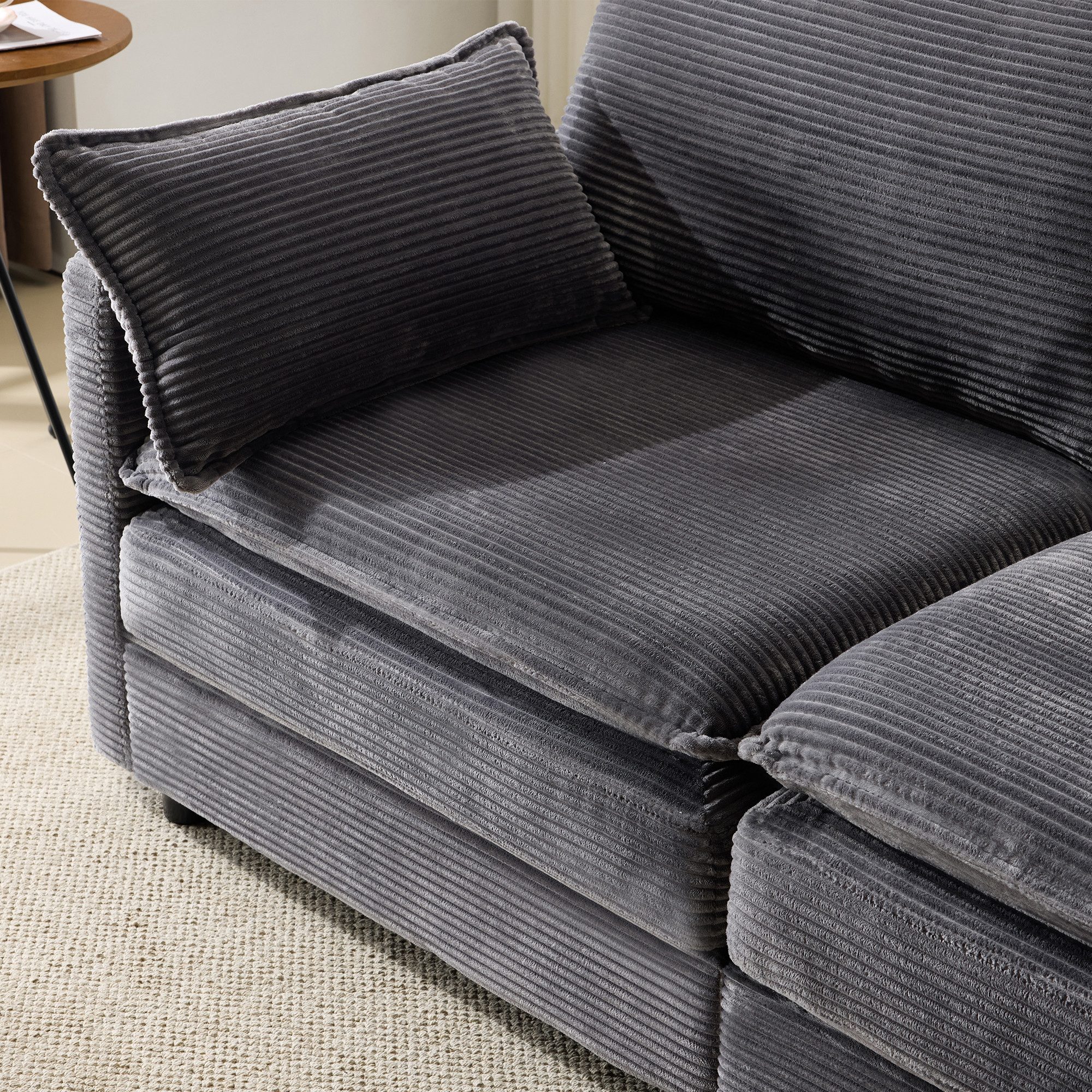 MODFU Loungesofa Modernes 2-Sitzer-Sofa mit Kord-Stoff, Bequem, stabiler Holzrahmen, perfekt für Wohnzimmer & Schlafzimmer, minimalistisches Design für zwei Personen 1 Teile, mit Relaxfunktion