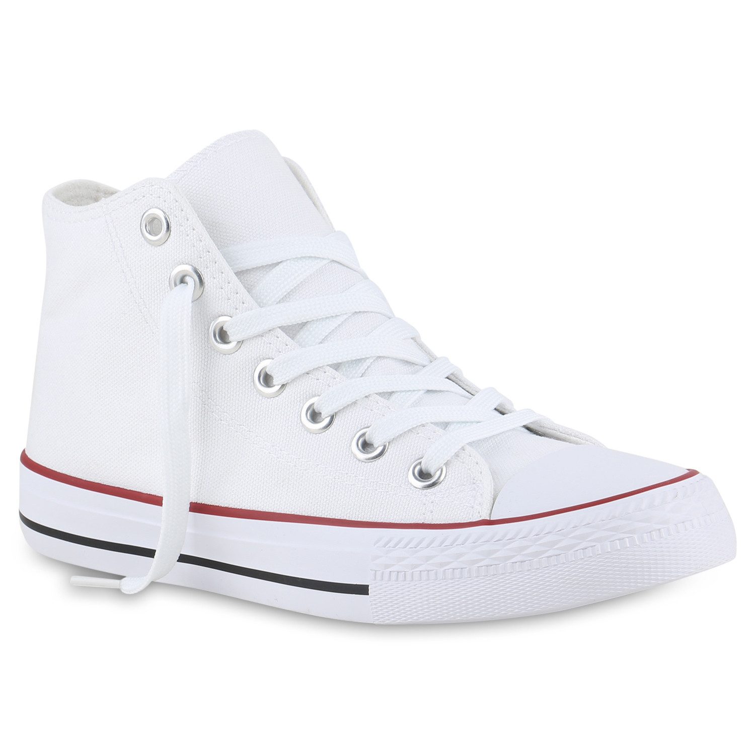 VAN HILL 841313 Sneaker Damen Sneaker High Schnürer Bequeme Basic Freizeit Stoff
