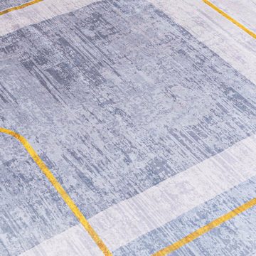 Designteppich Modern Teppich Wohnzimmerteppich Abstrakt Vintage Grau Creme, Mazovia, 80 x 150 cm, Fußbodenheizung, Allergiker geeignet, Rutschfest