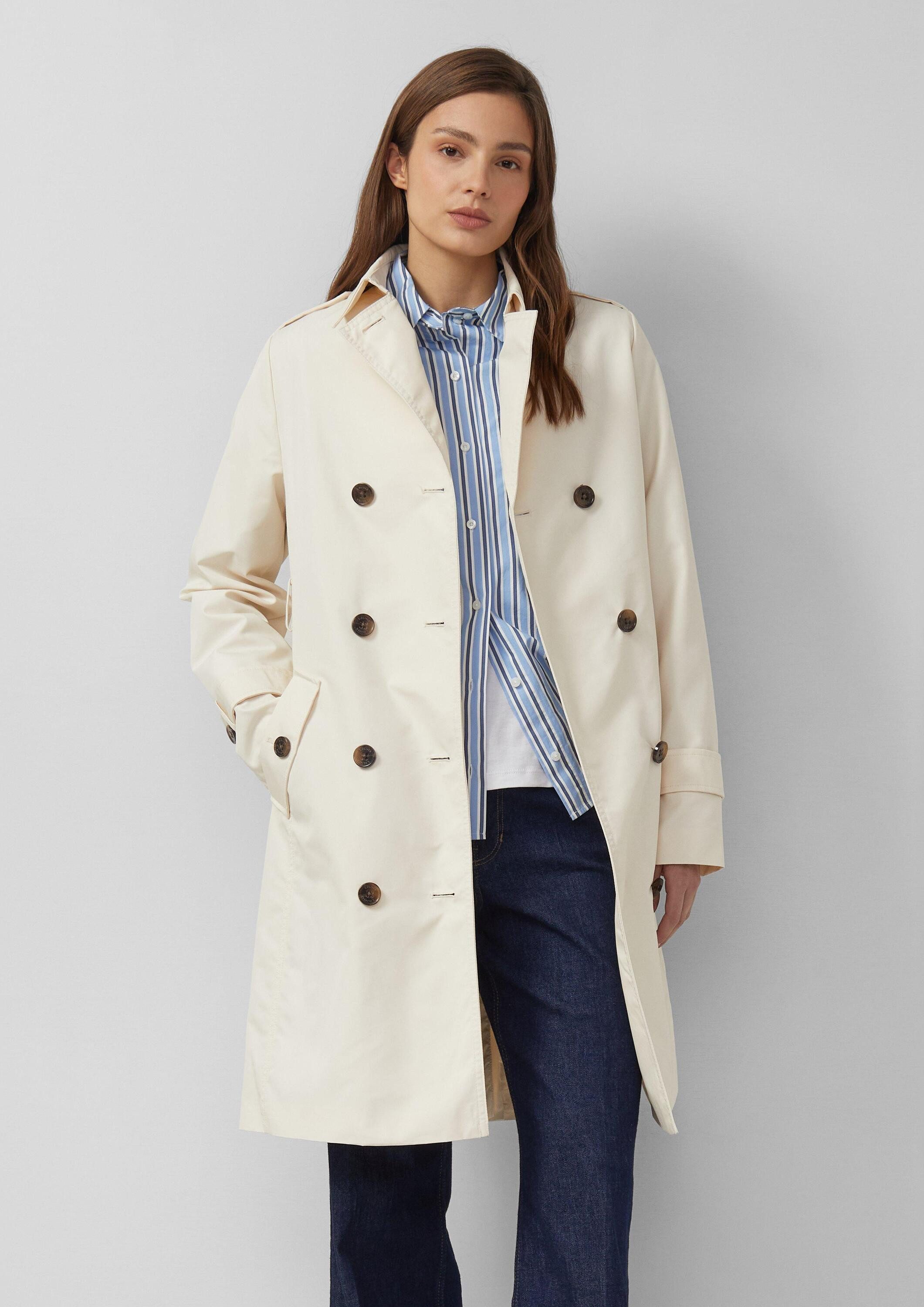s.Oliver Trenchcoat Outdoor-Mantel Wasserabweisender Trenchcoat im Slim Fit
