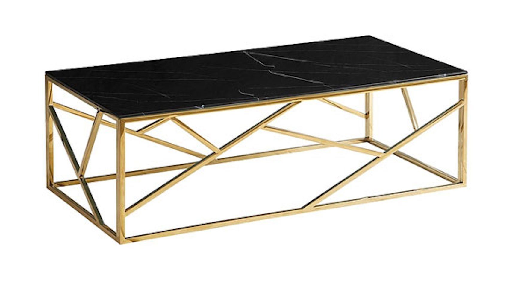 Feldmann-Wohnen Couchtisch Escada A, 120x60x40cm Marmor schwarz Gold