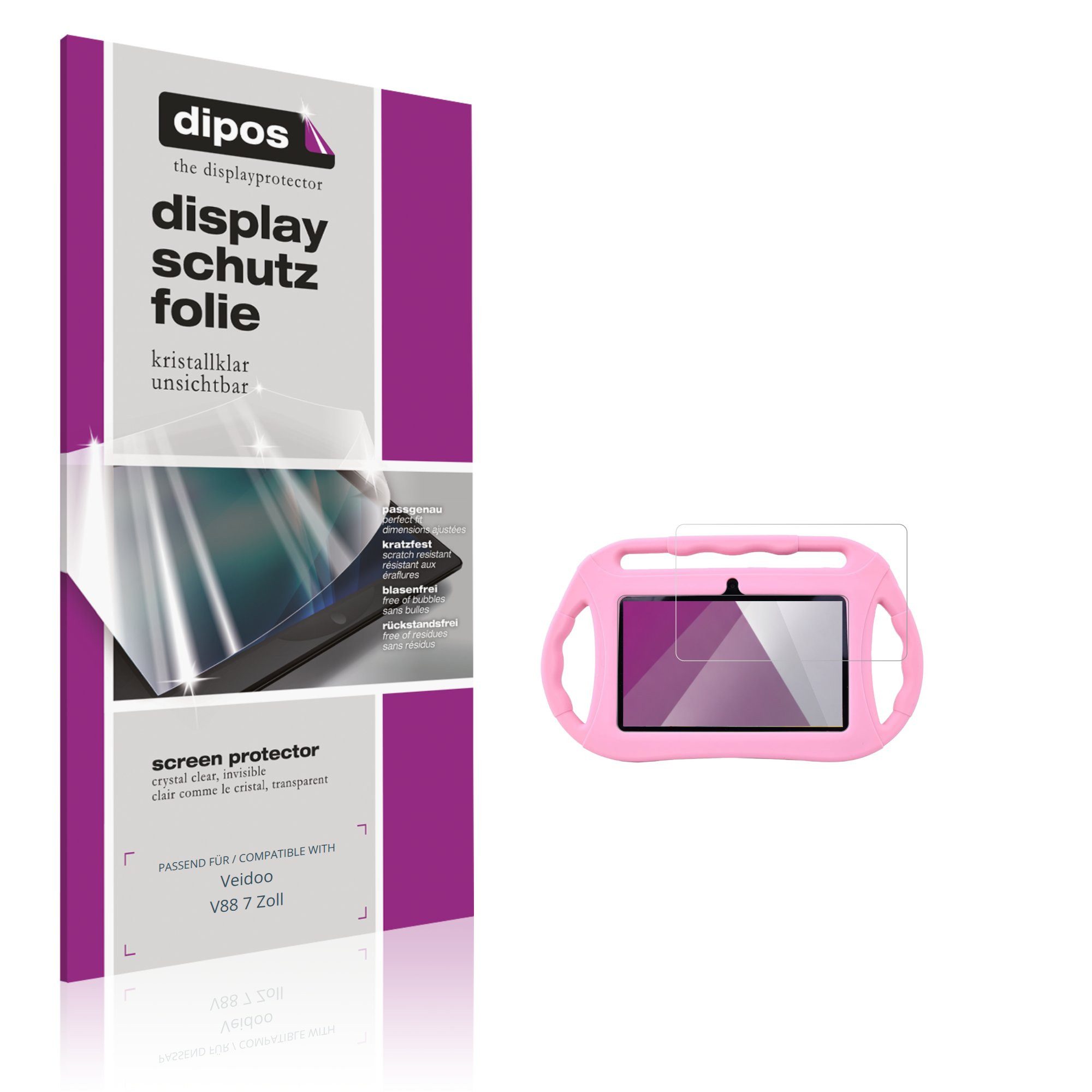 dipos Displayschutzfolie Schutzfolie für Veidoo V88 7 Zoll, 2 Stück, Displayschutz Schutz Folie Made in Germany