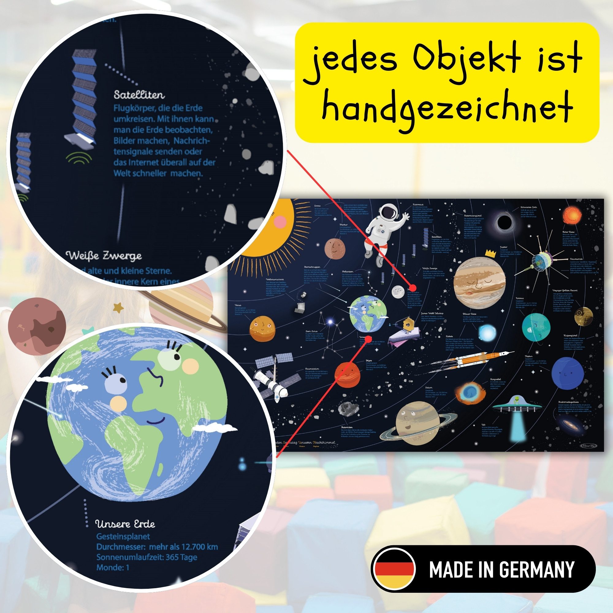 Close Up Schreibtischunterlage Universum für Kinder Schreibtischunterlage 60x40cm