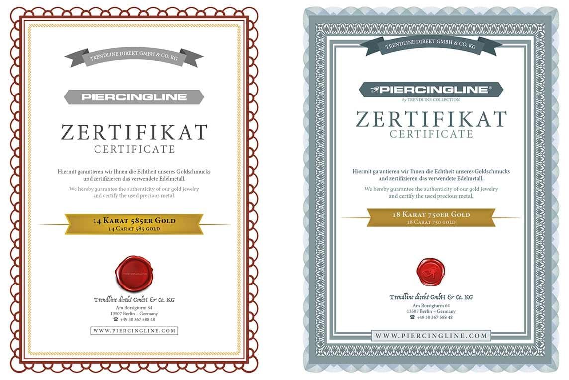 PIERCINGLINE Piercing-Set 14/18 Karat Gold Klemmkugel (Klemm-Aufsätze, 1-tlg)