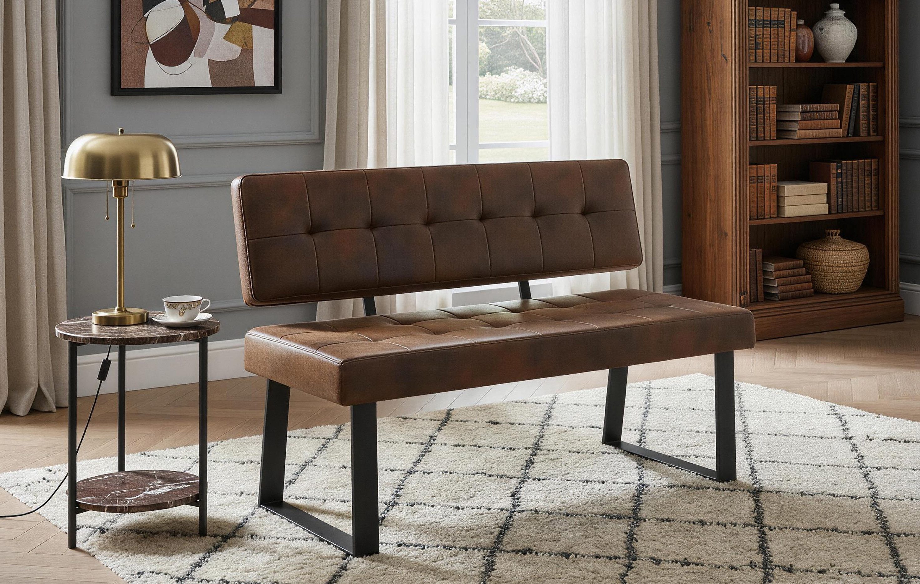 B&D home Essbank SIGFRID (1-St), gepolstert, Metallgestell, mit/ohne Rückenlehne, in 100/120/140/160cm