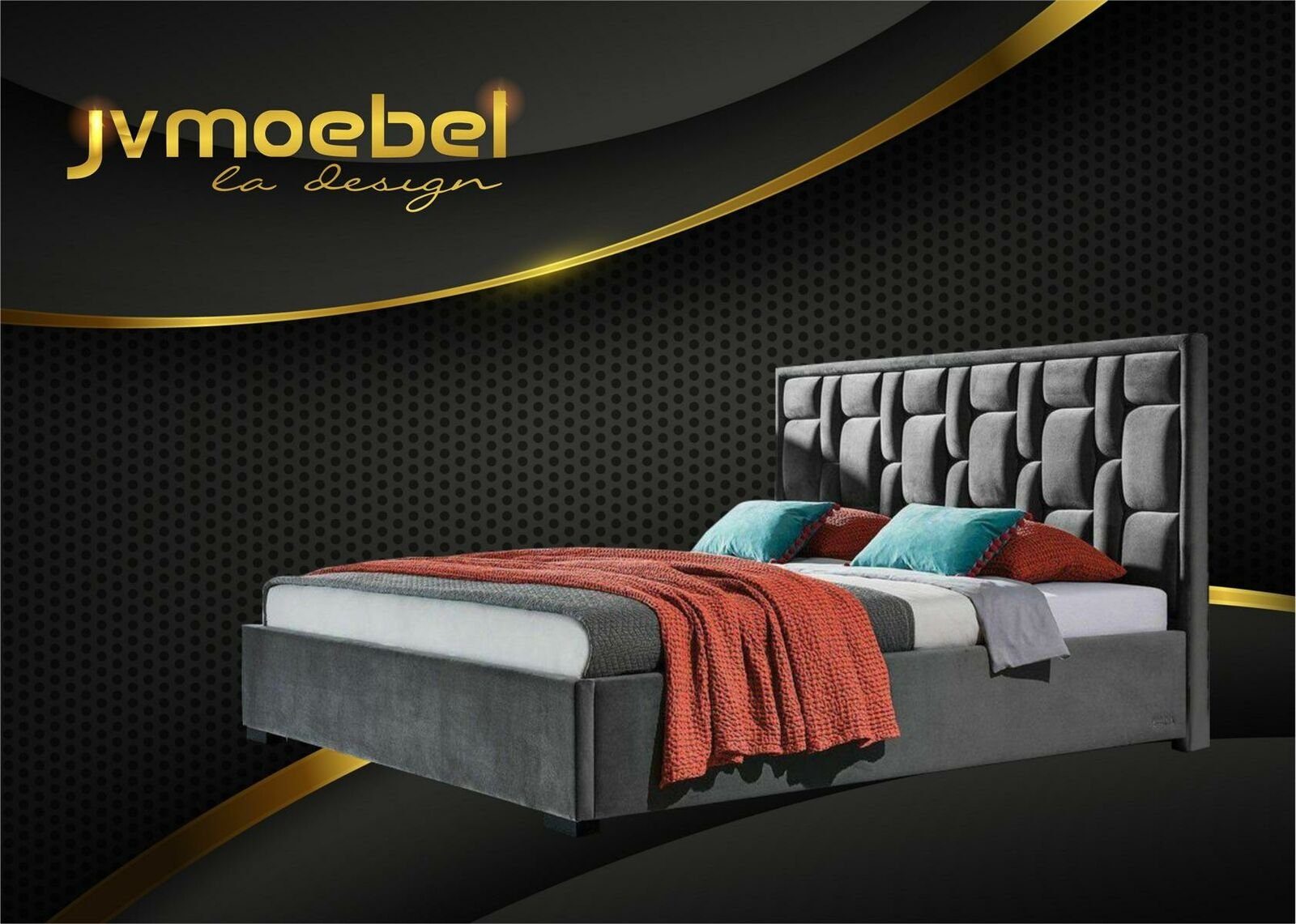 Grau Betten Bett, Blaues Möbel Luxus Schlafzimmer Design Designer Bett Modern JVmoebel
