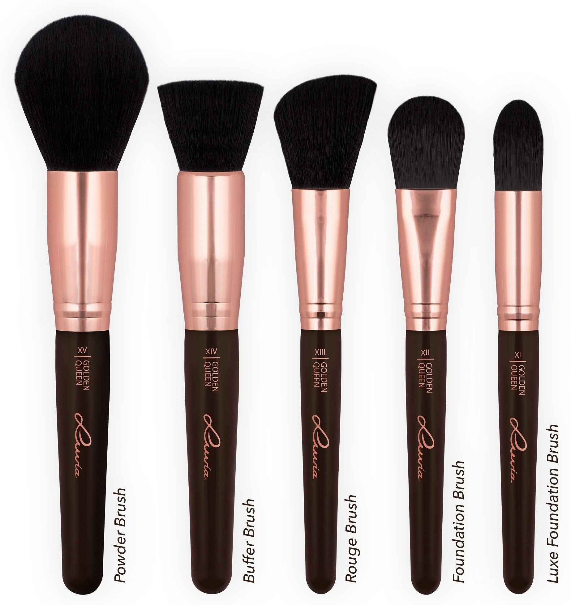 Luvia Cosmetics Kosmetikpinsel-Set Golden Queen, 15 tlg., vegan