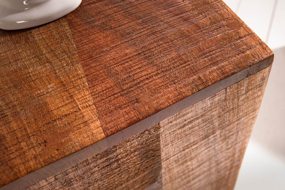 riess-ambiente Beistelltisch · Mangoholz MAKASSAR Handarbeit natur · 3-St), · Säule Massivholz 80cm (Set