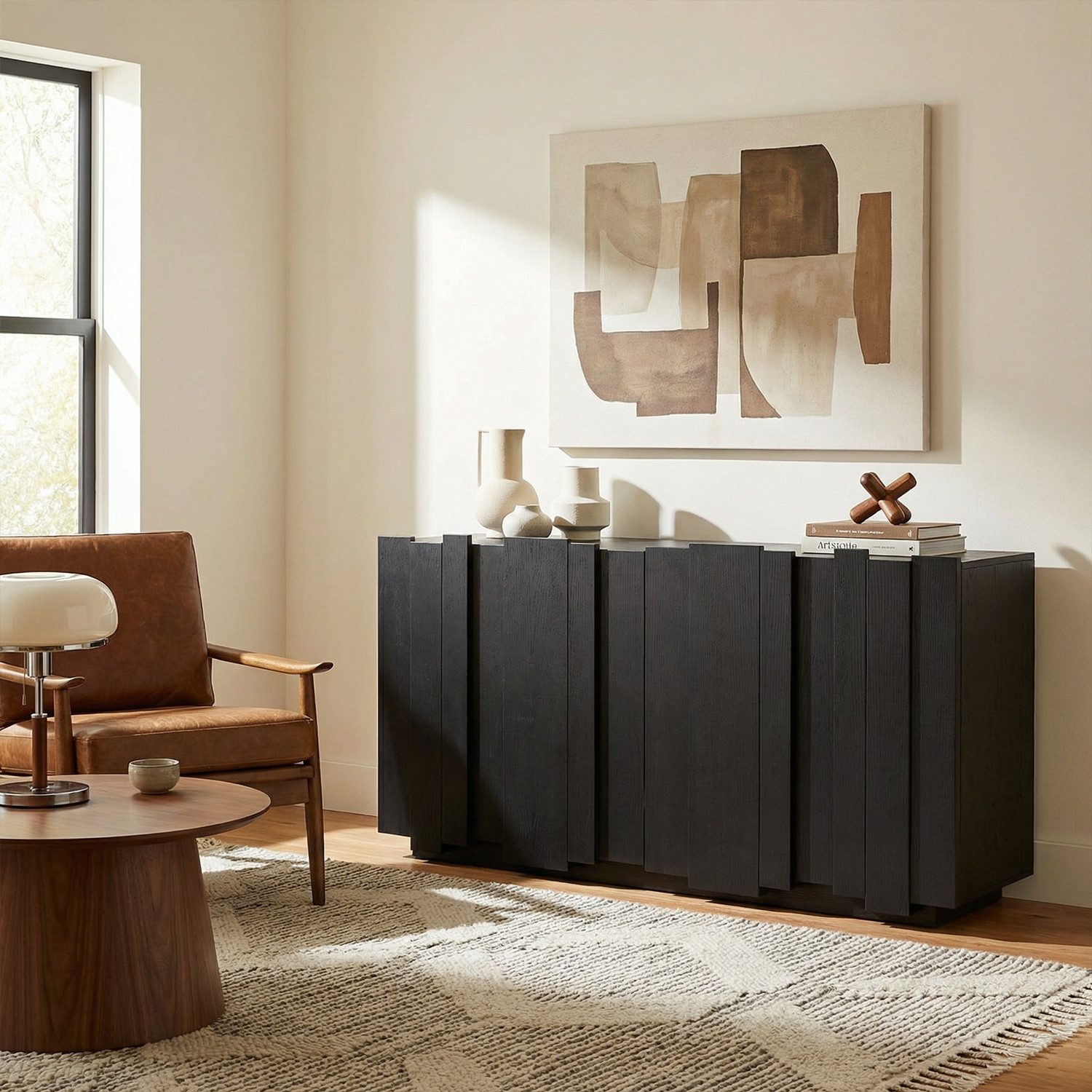 HOMSEE Sideboard 50 cm 4 Türen mit 3D Front modernes Design Stauraum, mit eleganter Struktur für Wohnzimmer & Essbereich – Bild 5 von 5