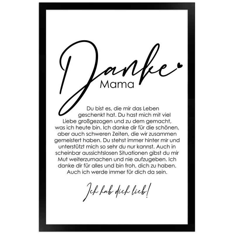 Mende Frames Bild mit Rahmen »Danke Mama«, Geschenk: Poster für Mama