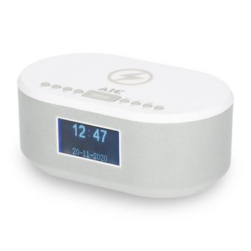 AIC AIC 18DAB Weiß Radio (Radiowecker DAB mit Ladefunktion Bluetooth QI Funktion USB Dual Alarm)