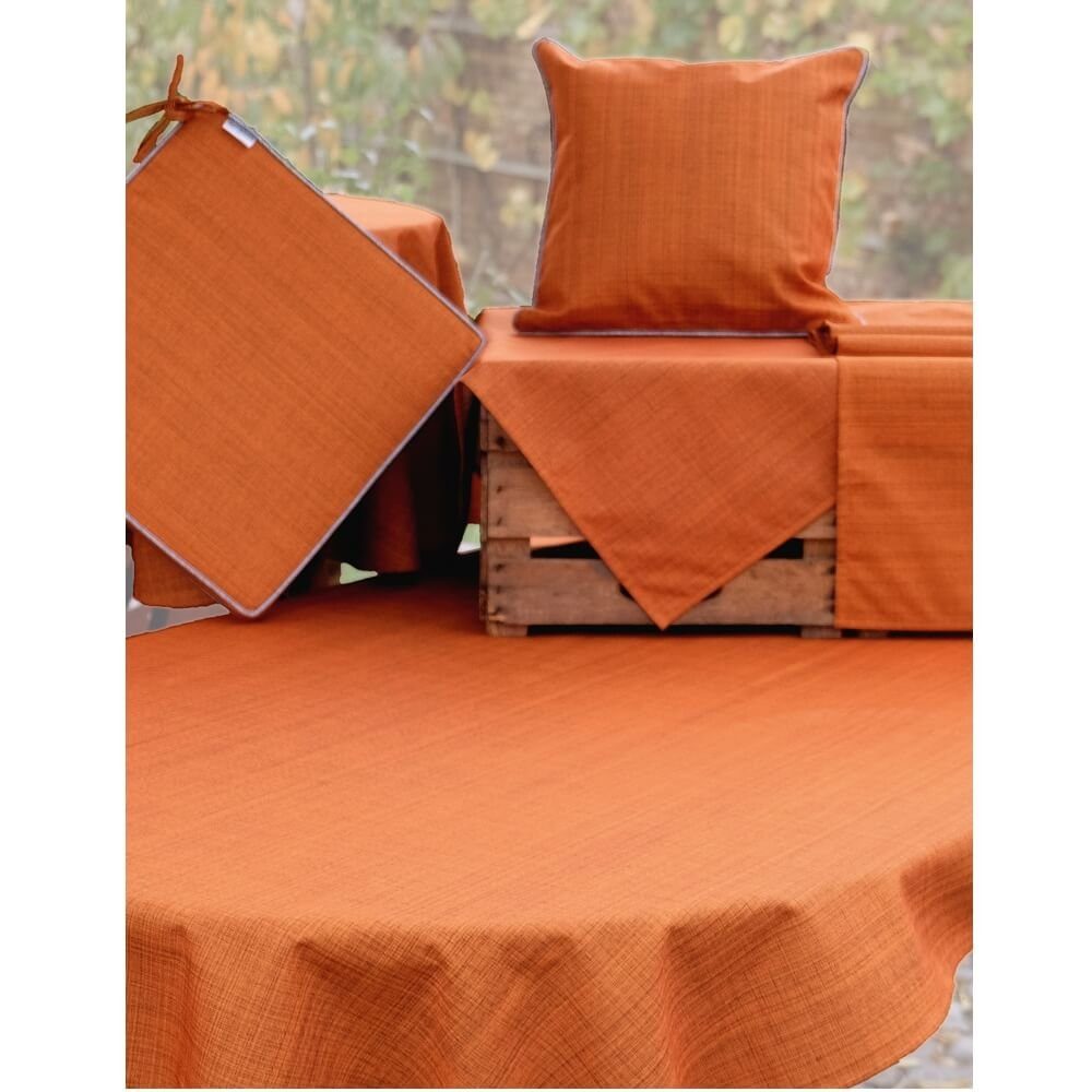 matches21 HOME & HOBBY Tischdecke Outdoor Garten-Tischdecke orange rund 145 cm abwaschbar (1-tlg), Modernes wetterfestes Tischtuch für Außenbereich Garten-Tisch