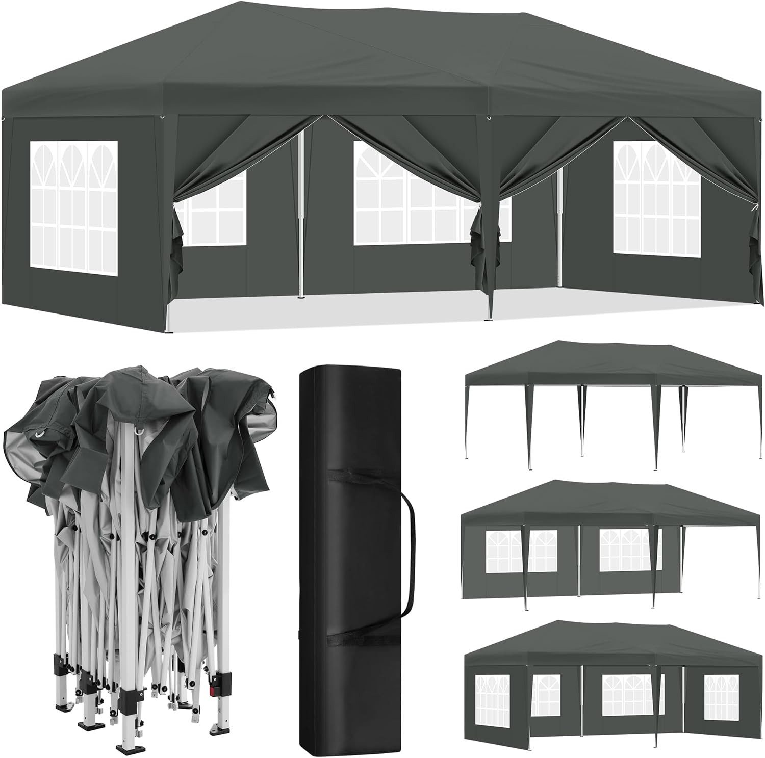 EUGAD Pavillon, mit 6 Seitenteilen, 6 Seitenwände, mit Fenster Reißverschlüsse, wasserdicht Winterfest