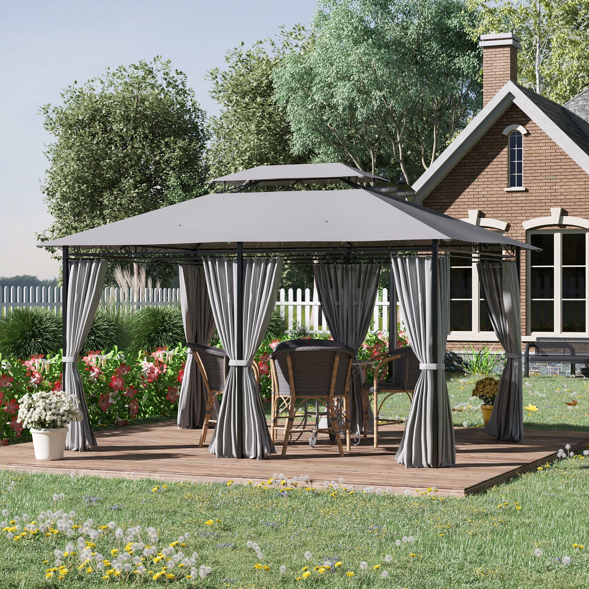 Outsunny Pavillon Festzelt mit Doppeldach günstig online kaufen