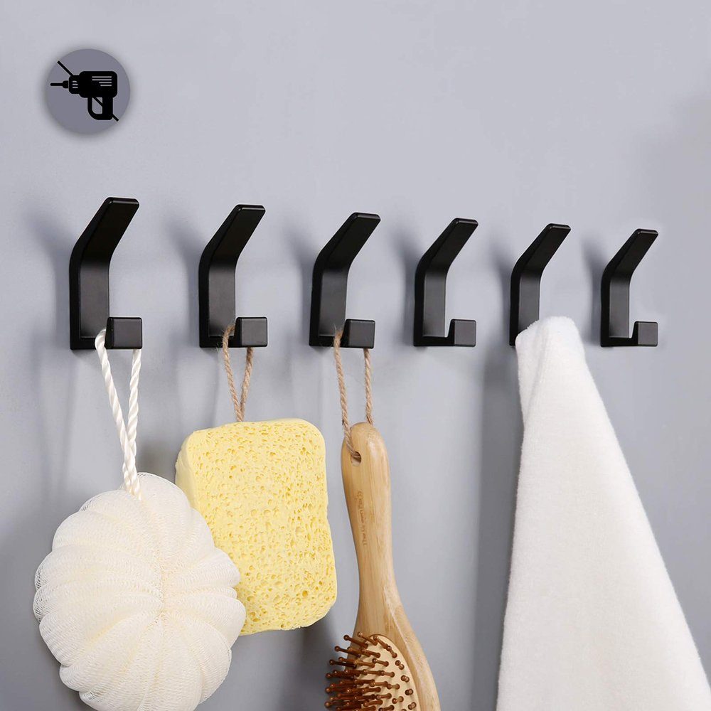 Wandhalterung, Schwarz(6PCS) für Haken Zeaicos Handtuchhaken selbstklebende Badezimmer Handtuchhaken
