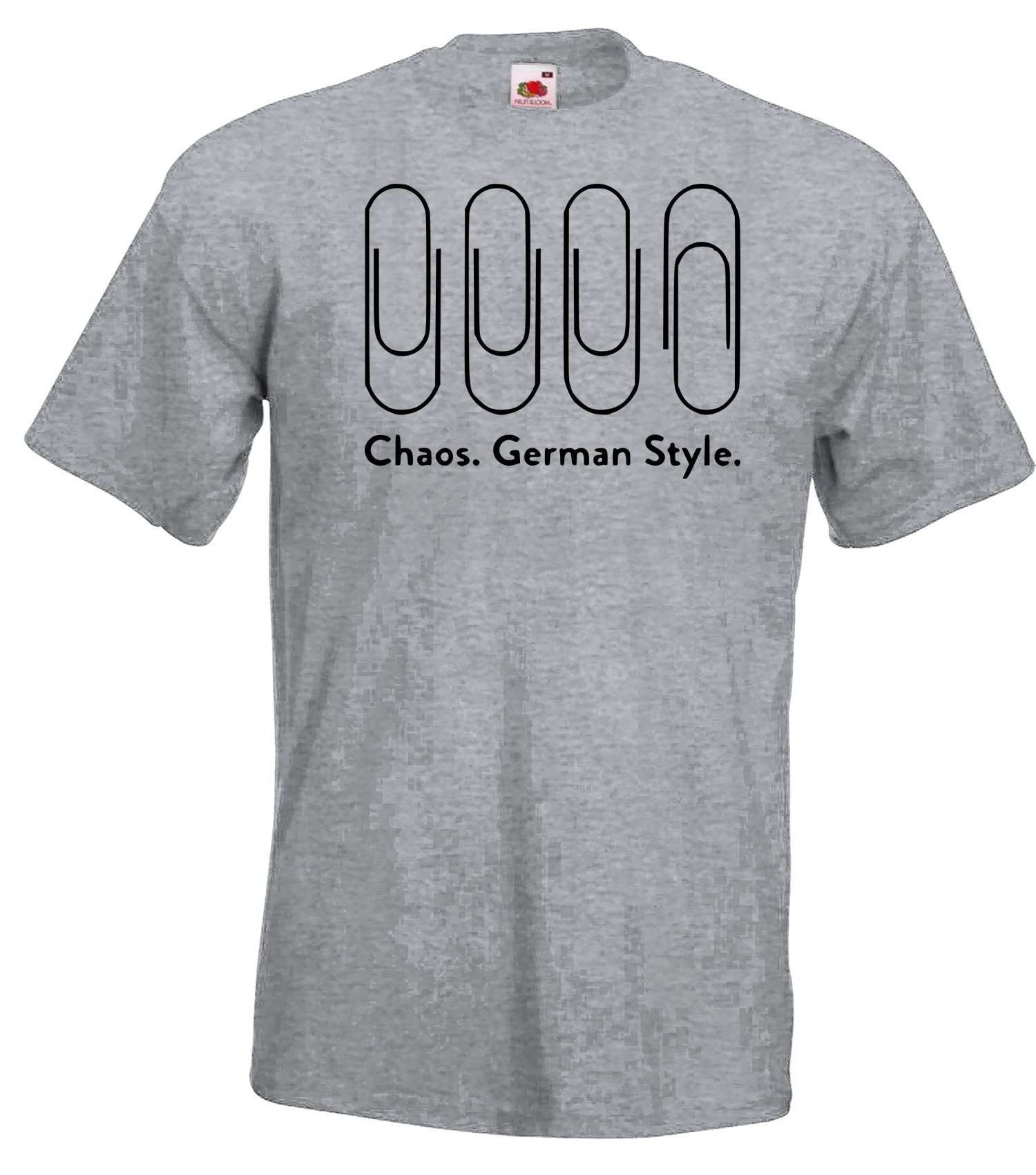 German Designz mit T-Shirt T-Shirt lustigen Style Frontprint Herren Youth Chaos Grau