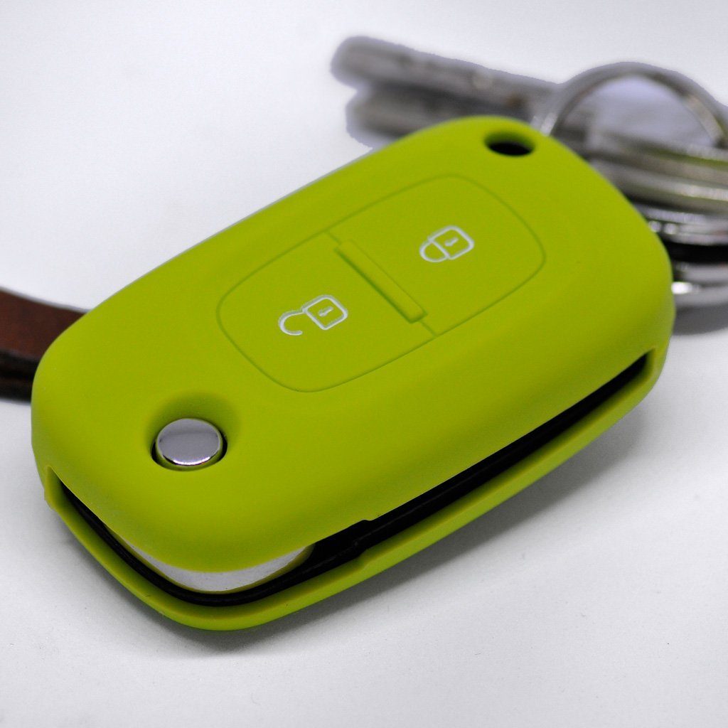 mt-key Schlüsseltasche Autoschlüssel Softcase Silikon Schutzhülle Apfelgrün, für Renault Kangoo Smart Forfour Clio III Twingo Mercedes Benz Citan