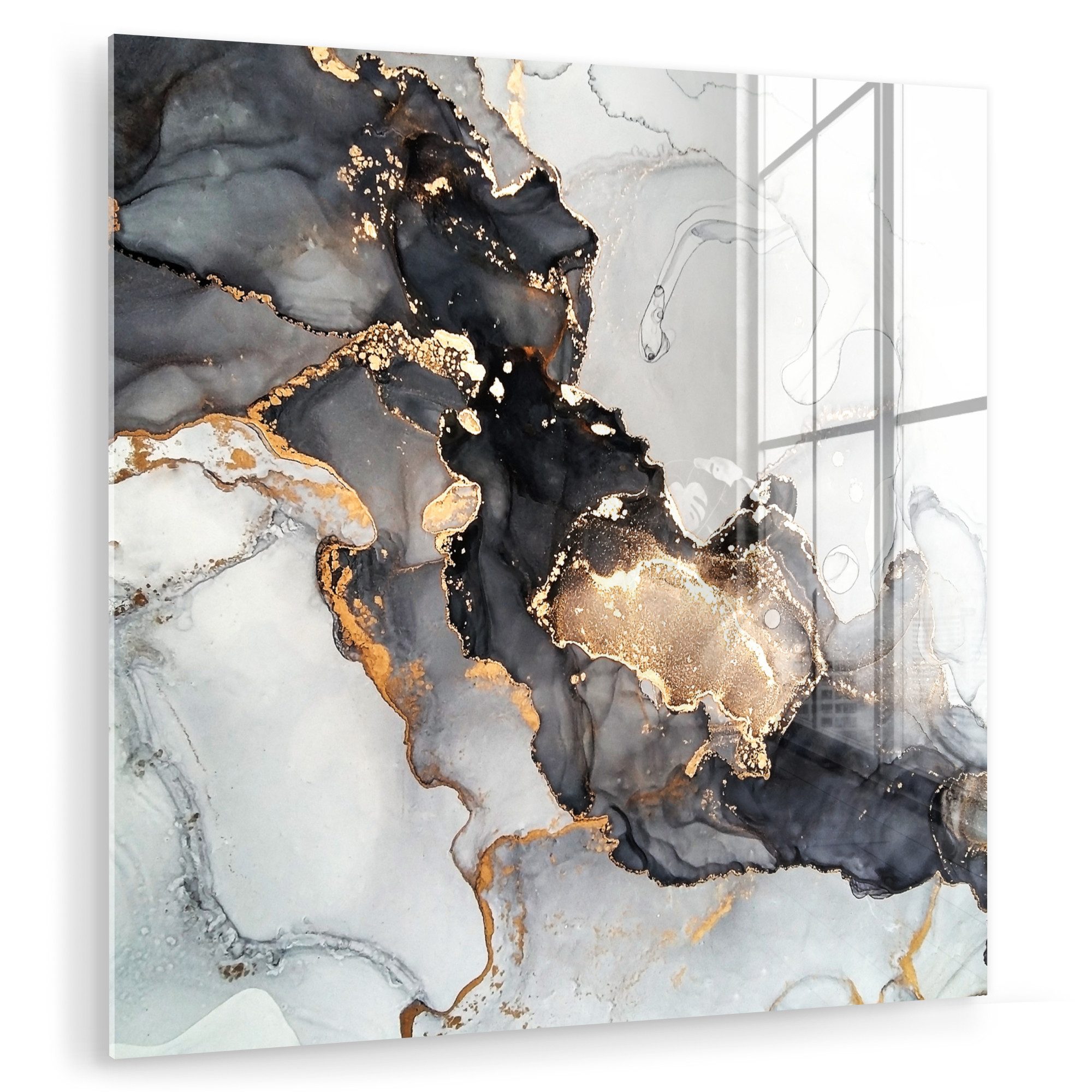 MuchoWow Acrylglasbild Marmor - Schwarz - Weiß - Gold - Luxus - Abstrakt, I günstig online kaufen