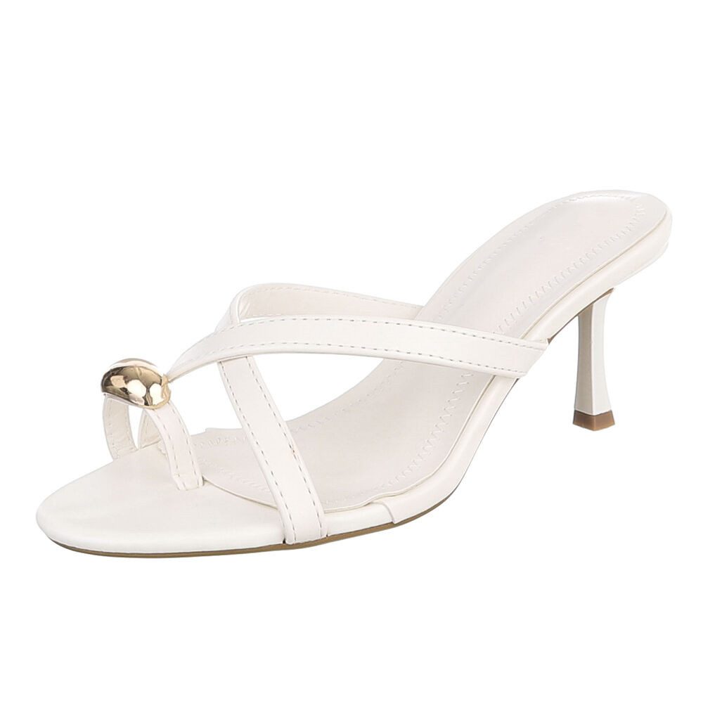 Damen Mule mit Absatz und Metallic-Detail Zehentrenner