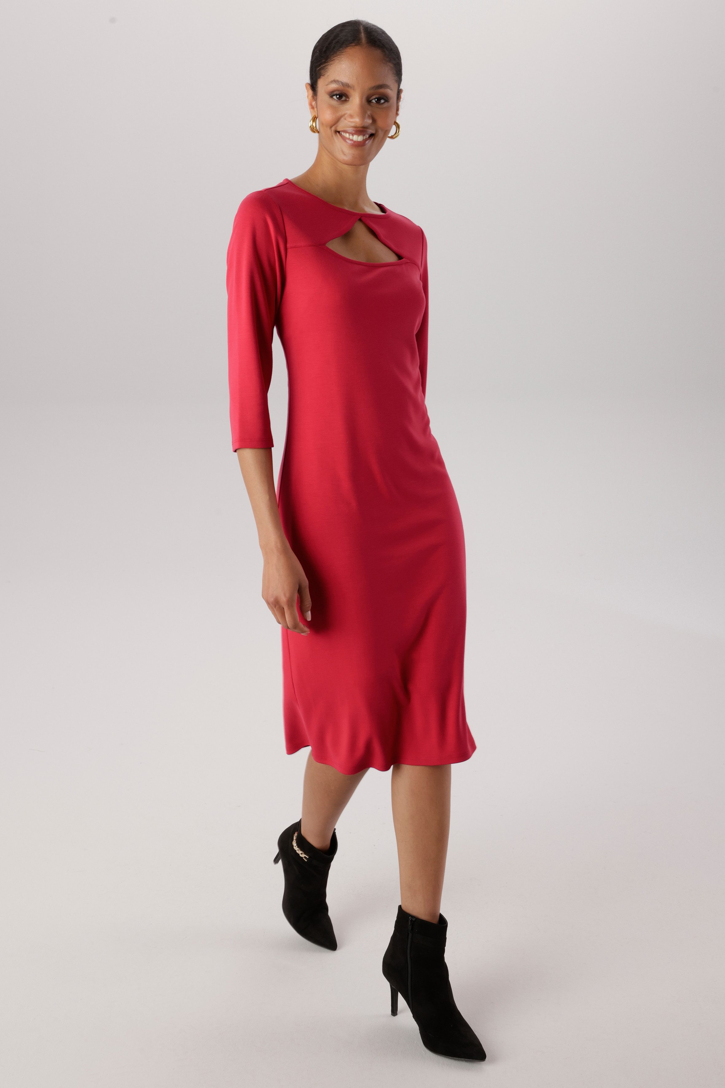 Aniston SELECTED Shirtkleid großzügiger Cut-Out am Rundhalsausschnitt - NEUE KOLLEKTION